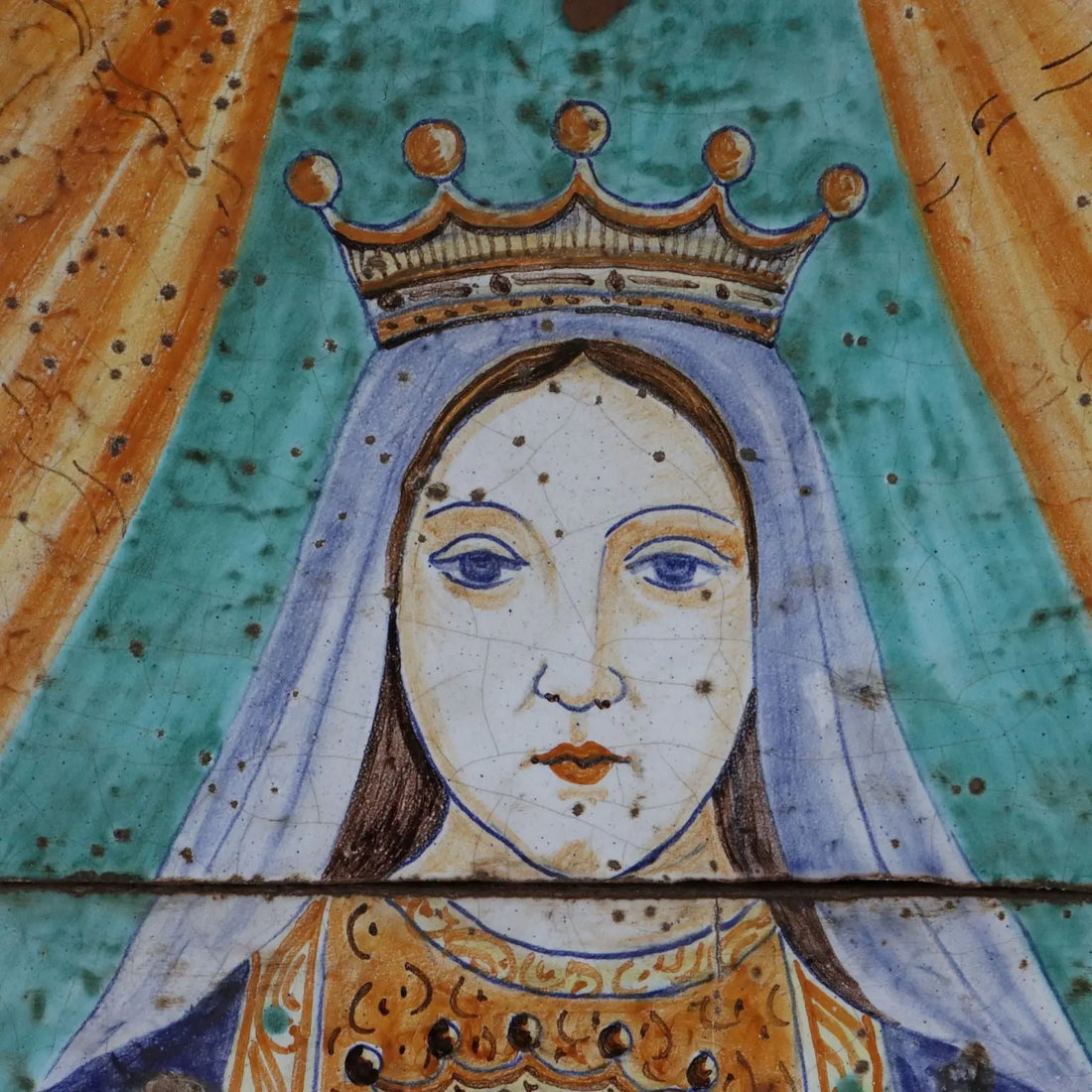 Antique Painting Majolica Wood Religious Subject Italy XX Century - Italy, Early XX Century | Antiques | Ceramics Products