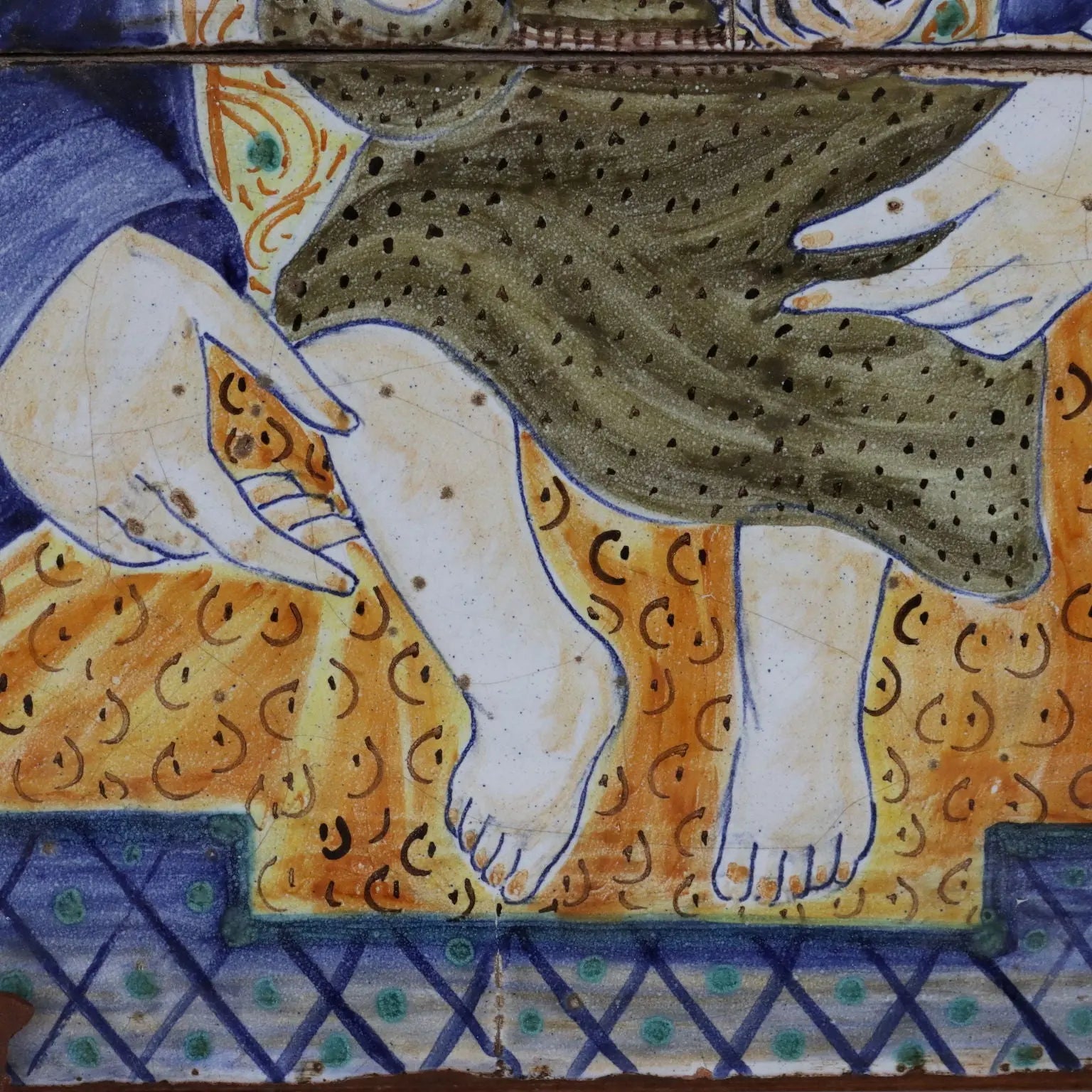 Antique Painting Majolica Wood Religious Subject Italy XX Century - Italy, Early XX Century | Antiques | Ceramics Products