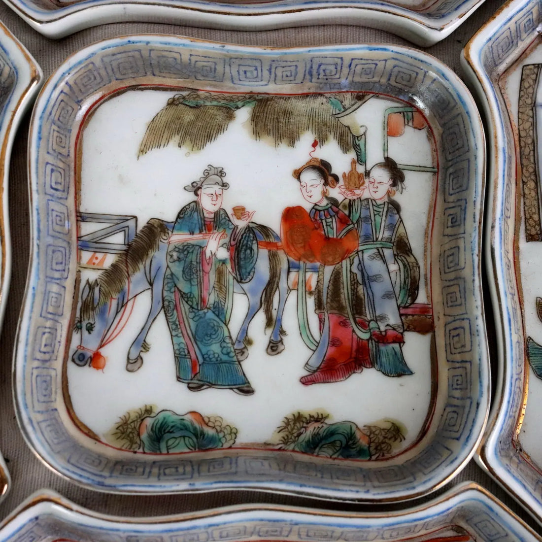 Antique Centerpiece Porcelain with Saucers China Qing Era - China, Qing Era (1644-1911) | Antiques | Ceramics Products