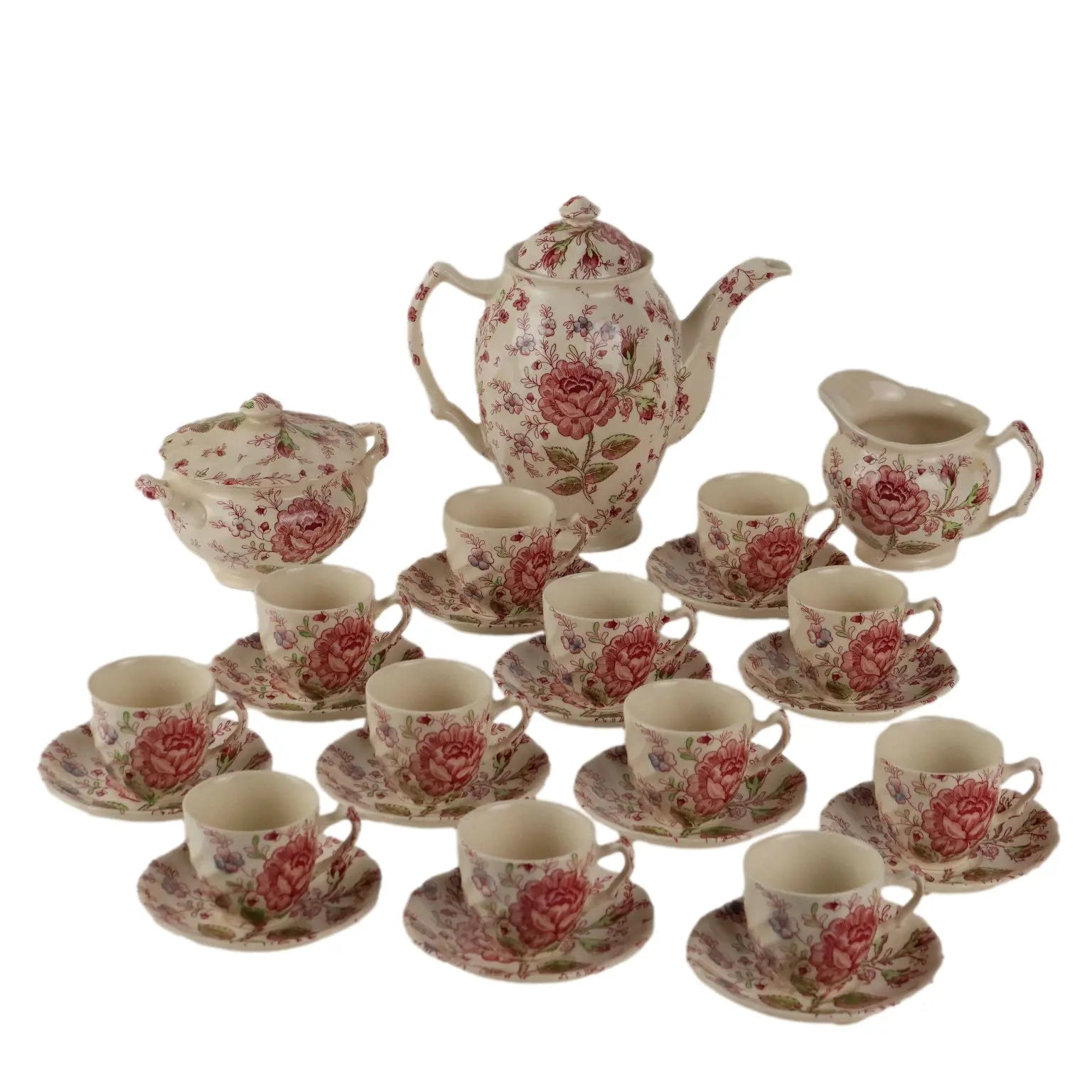 Antique Coffee Set Porcelain Johnson Bros. Rose Chintz '900 - England, XX Century | Antiques | Ceramics Products