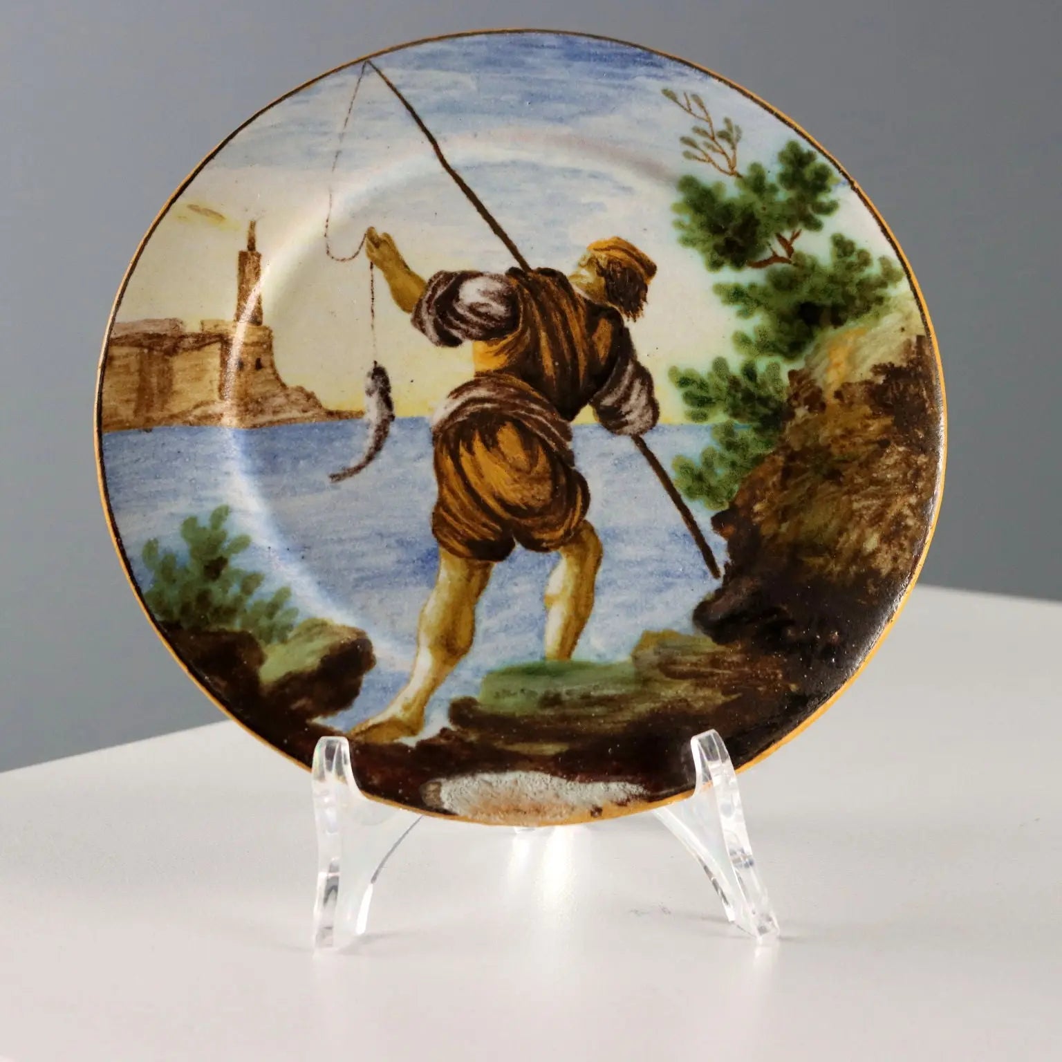 Antique Saucer Majolica Manifattura Castelli d'Abruzzo XIX Century - Italy, Late XIX Century | Antiques | Ceramics Products