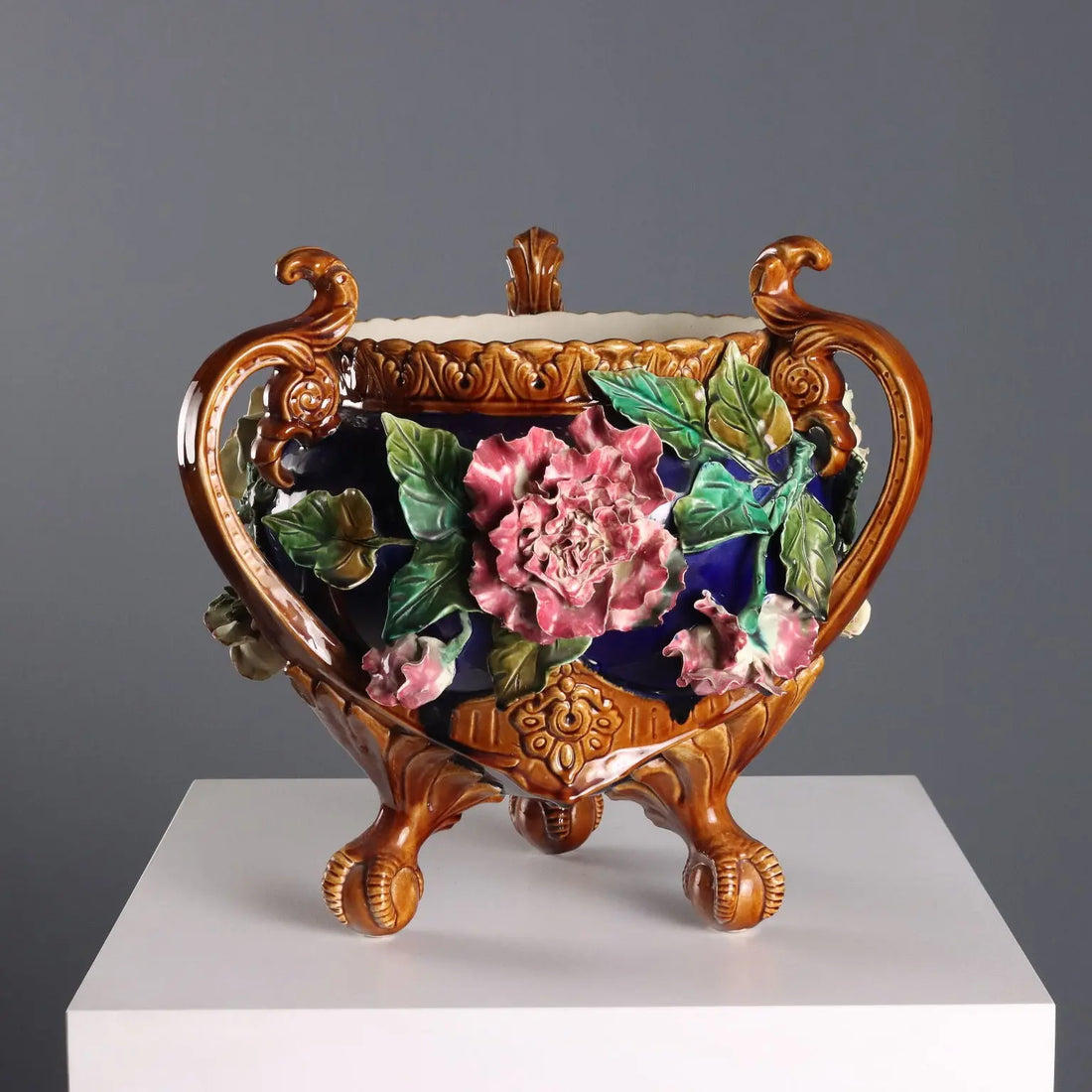 Antique Cache Pot Barbotine Ceramic Decorations Europe XX Century - Europe, Early XX Century | Antiques | Ceramics Products