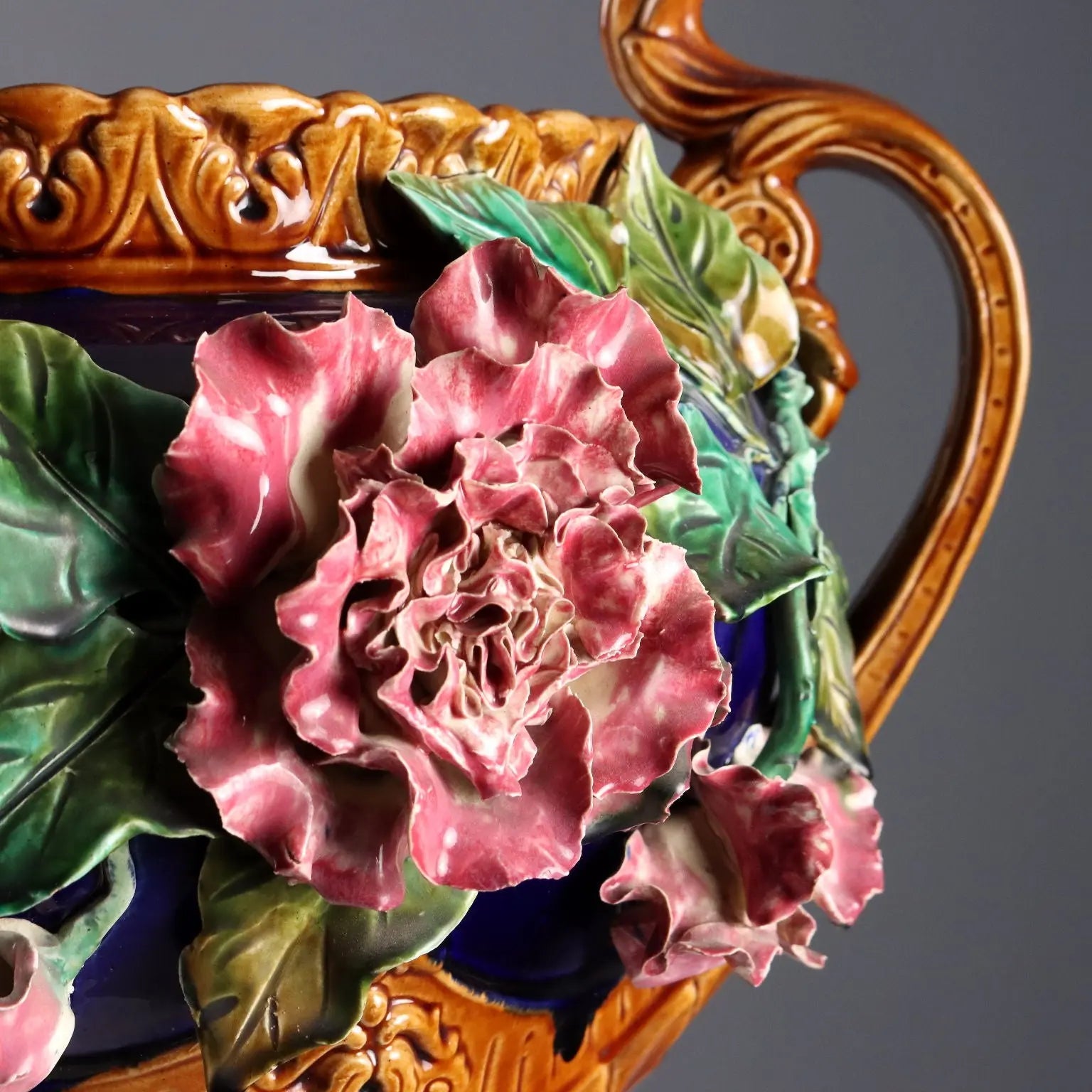 Antique Cache Pot Barbotine Ceramic Decorations Europe XX Century - Europe, Early XX Century | Antiques | Ceramics Products