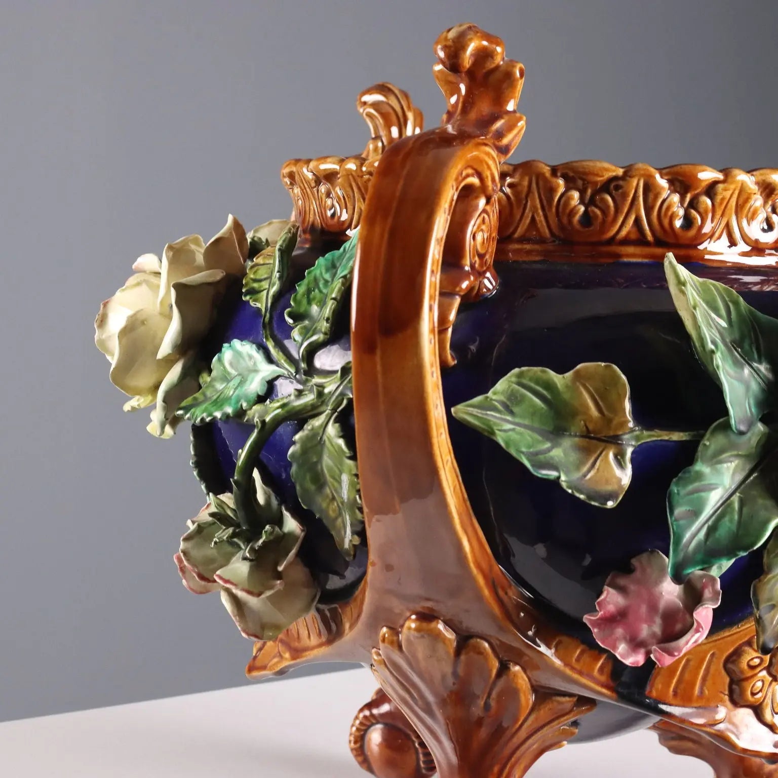 Antique Cache Pot Barbotine Ceramic Decorations Europe XX Century - Europe, Early XX Century | Antiques | Ceramics Products