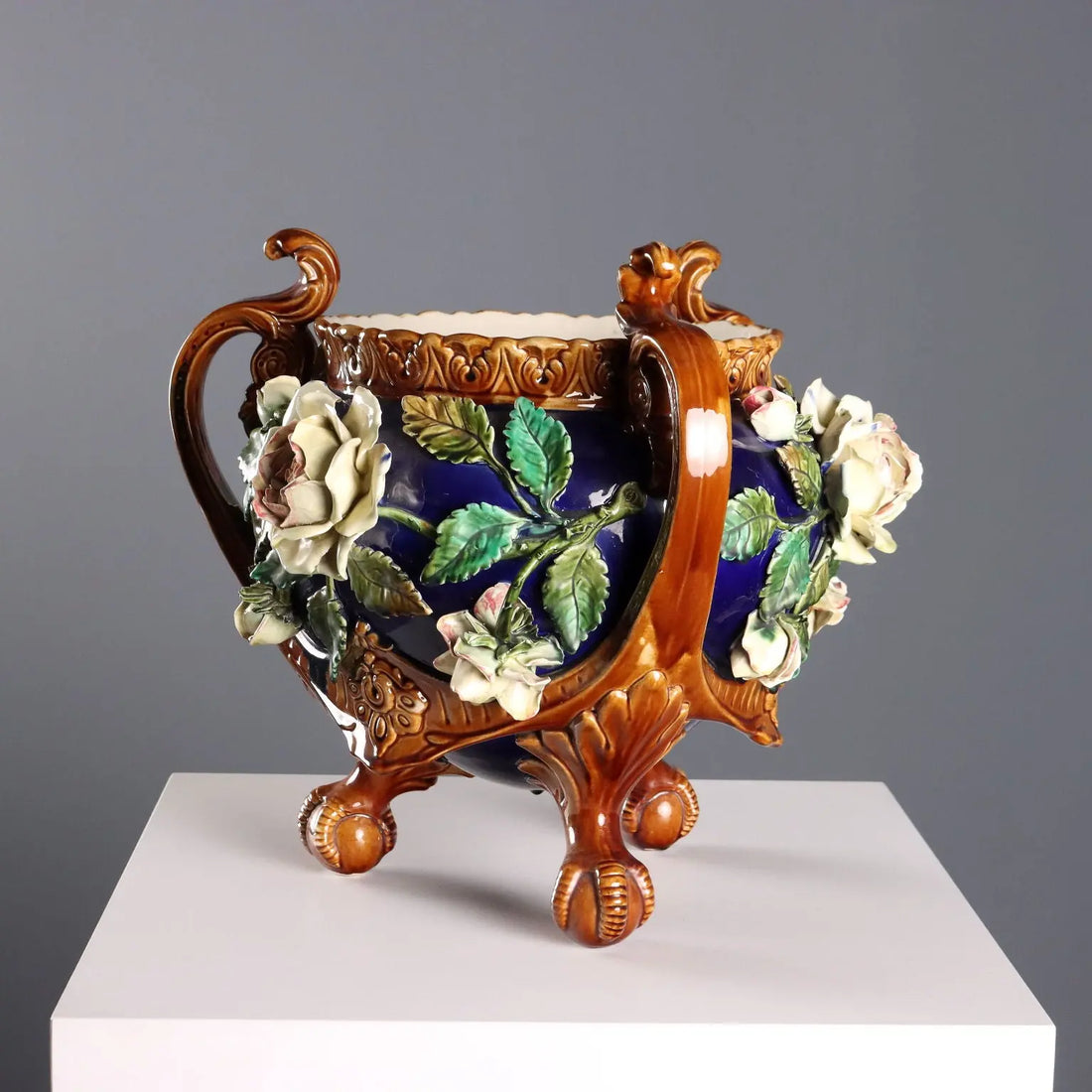 Antique Cache Pot Barbotine Ceramic Decorations Europe XX Century - Europe, Early XX Century | Antiques | Ceramics Products