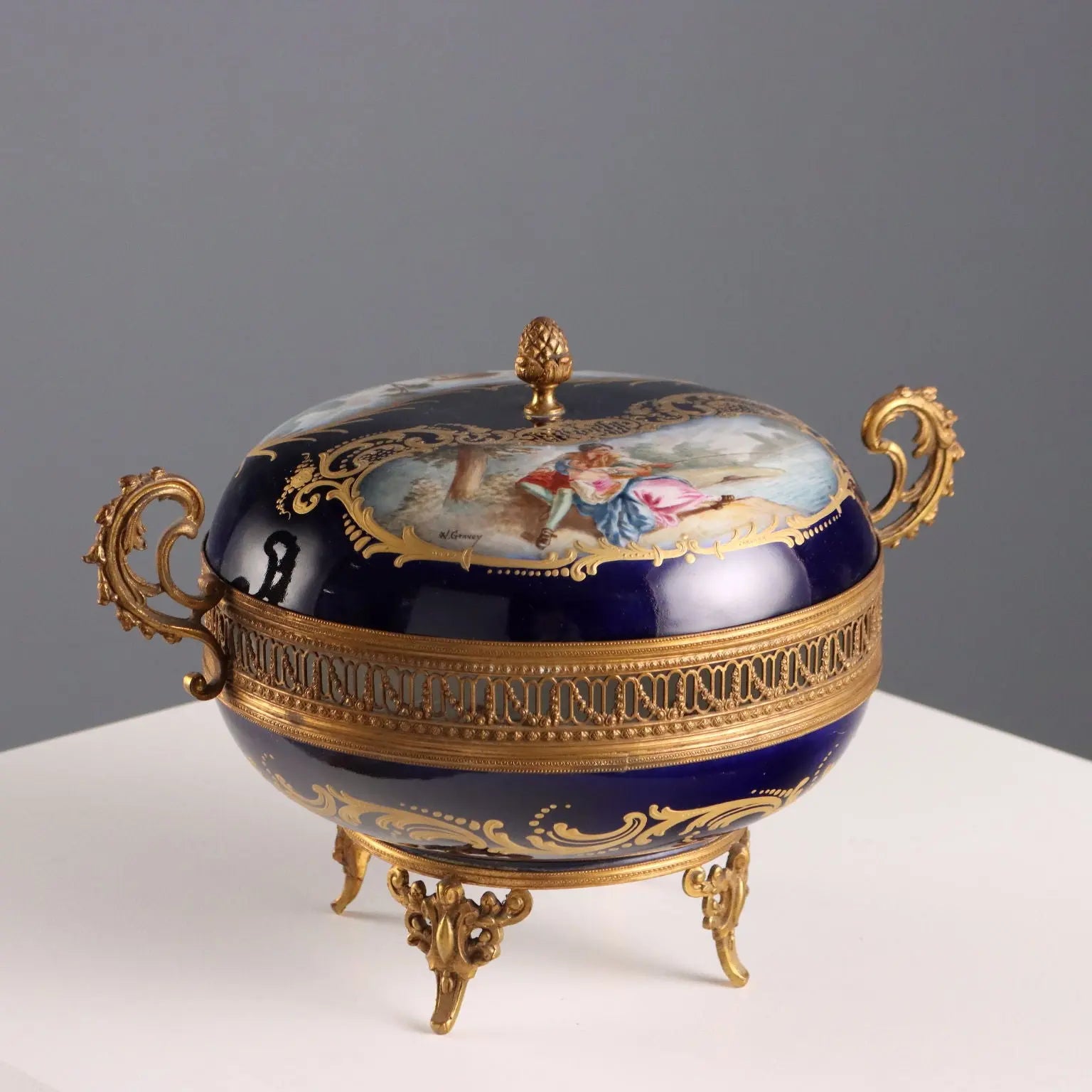 Antique Box Bronze Cobalt Blue Porcelain France XX Century - France, Early XX Century | Antiques | Ceramics Products