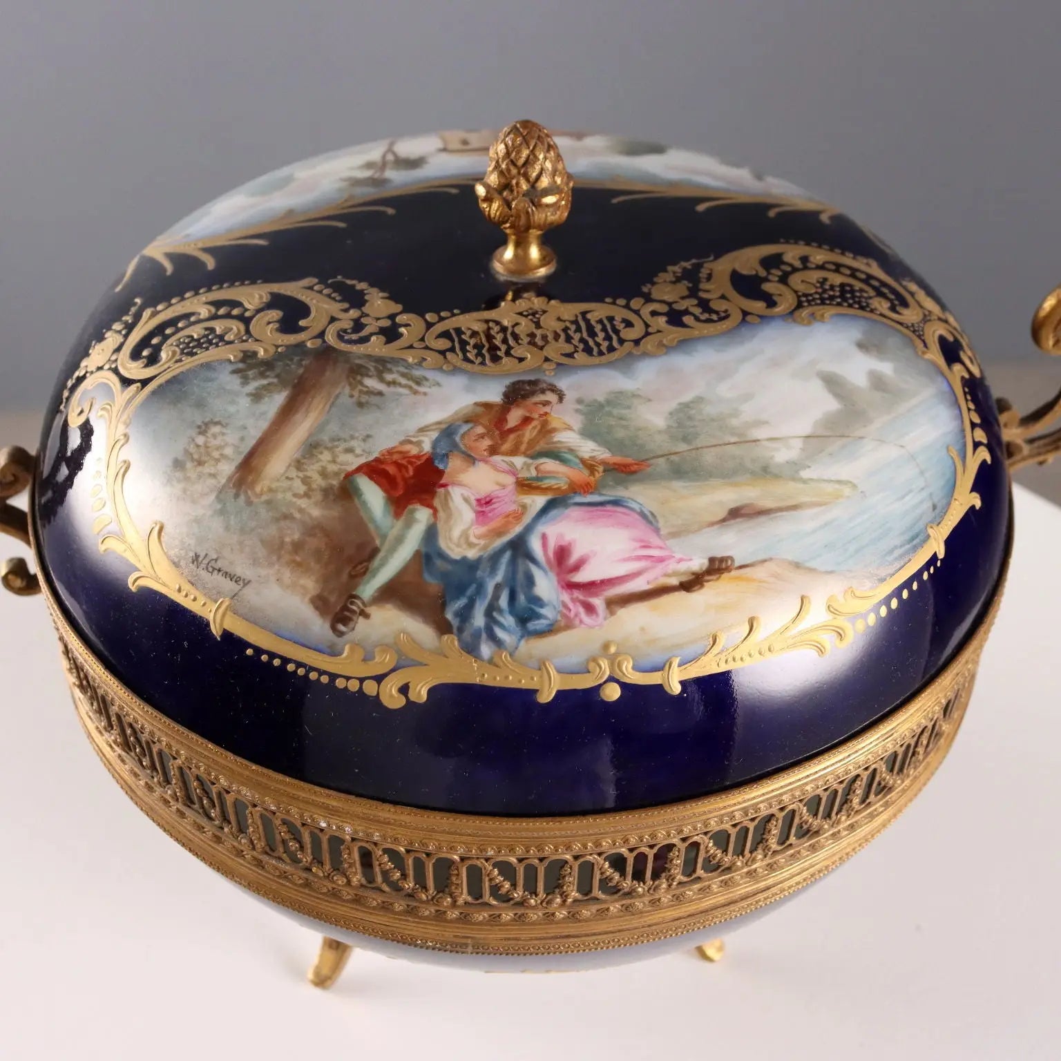 Antique Box Bronze Cobalt Blue Porcelain France XX Century - France, Early XX Century | Antiques | Ceramics Products
