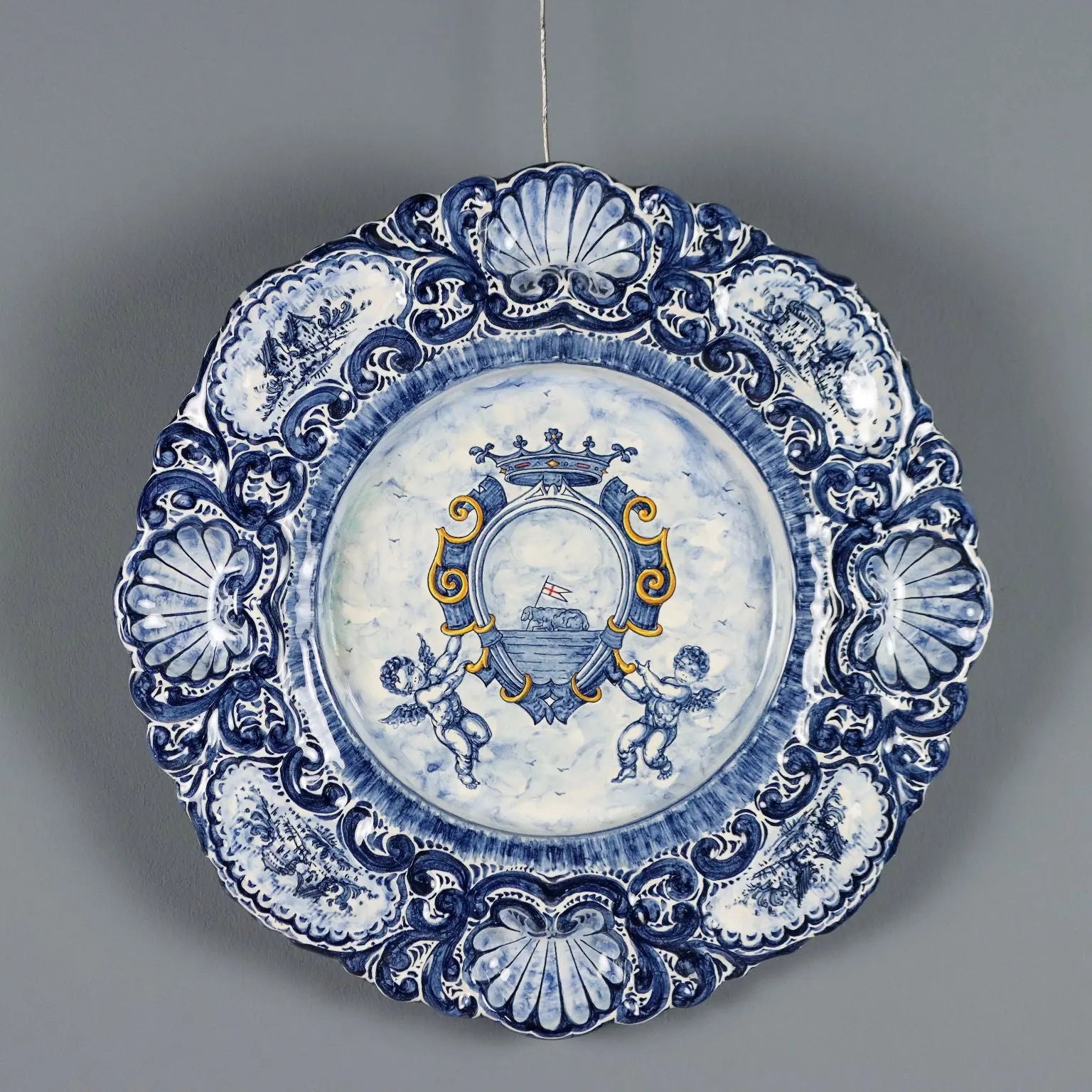 Antique Large Plate Alba Docilia Majolica Albisola Italy 1930s - Italy, 1930s | Antiques | Ceramics Products