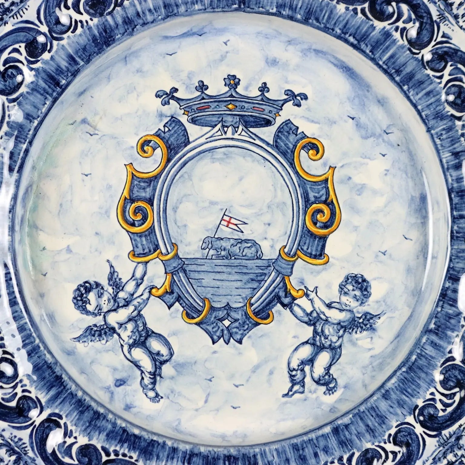 Antique Large Plate Alba Docilia Majolica Albisola Italy 1930s - Italy, 1930s | Antiques | Ceramics Products