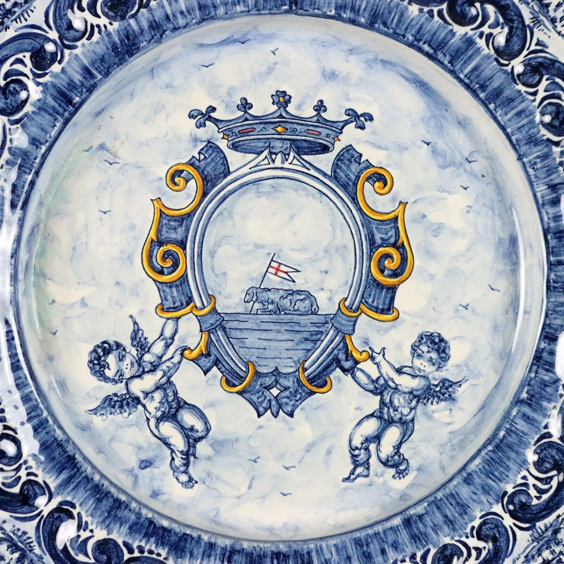 Antique Large Plate Alba Docilia Majolica Albisola Italy 1930s - Italy, 1930s | Antiques | Ceramics Products