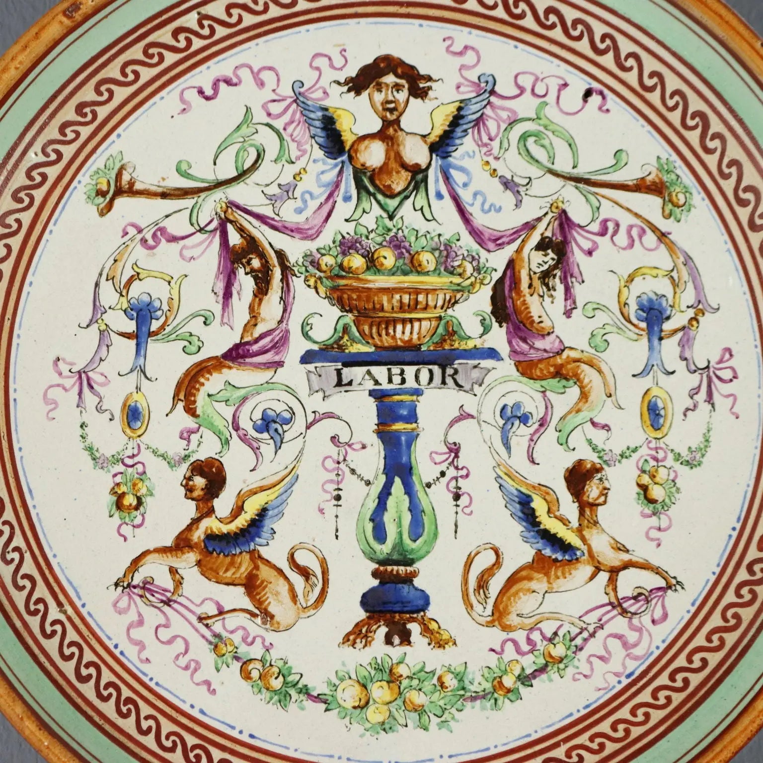 Antique Plate Majolica Decorations Fruit Italy XX Century - Italy, Early XX Century | Antiques | Ceramics Products