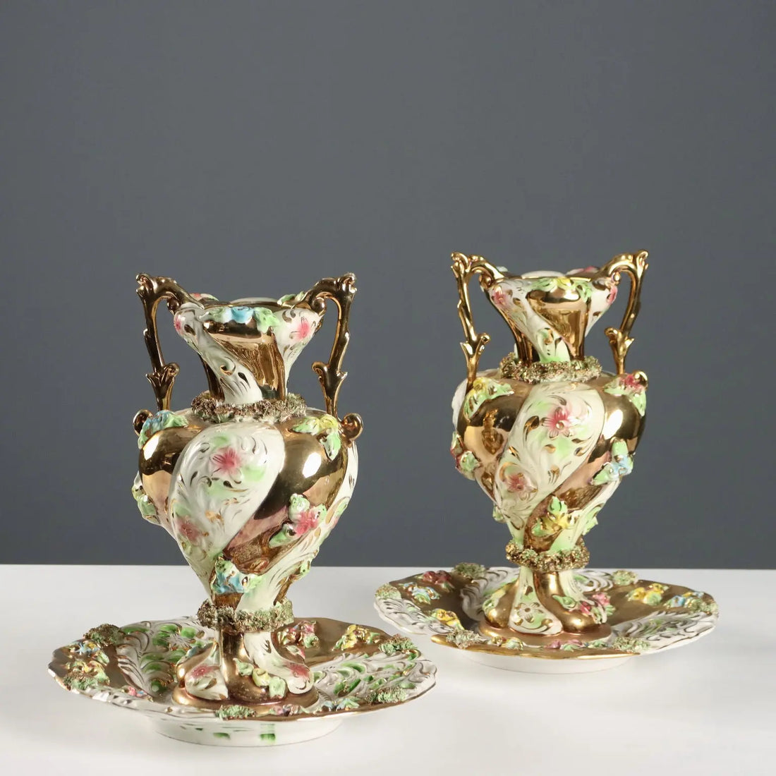 Vintage Vases with Plate Capodimonte's Manufacture Italy 1950s-60s - Italy, 1950s-1960s | Antiques | Ceramics Products