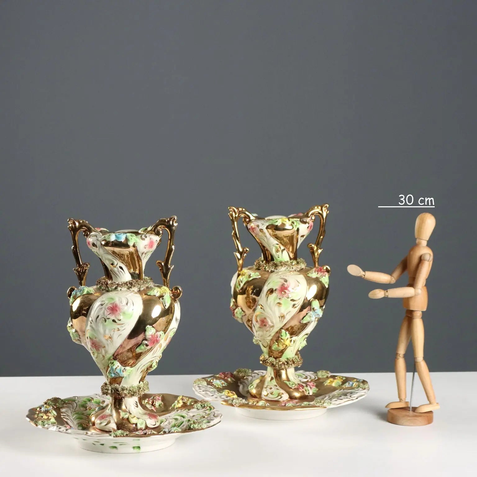 Vintage Vases with Plate Capodimonte's Manufacture Italy 1950s-60s - Italy, 1950s-1960s | Antiques | Ceramics Products