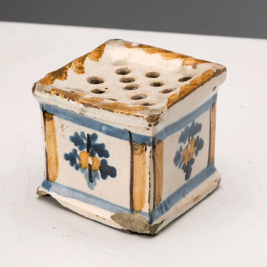 Antique Inkwell and Powder Box Majolica Italy XVIII Century