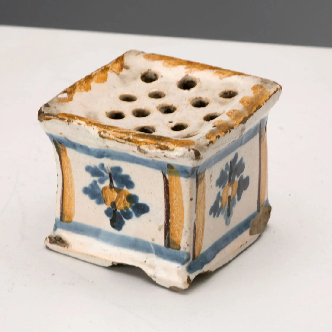 Antique Inkwell and Powder Box Majolica Italy XVIII Century