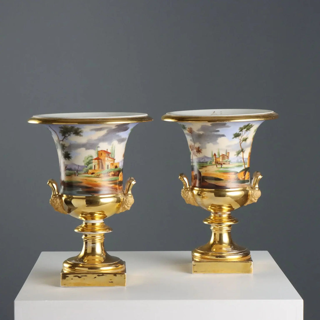 Antique Vases Painted and Decorated Porcelain France XIX Century