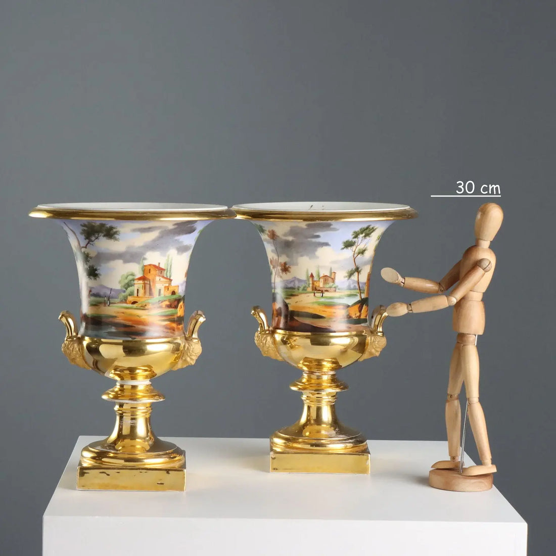Antique Vases Painted and Decorated Porcelain France XIX Century
