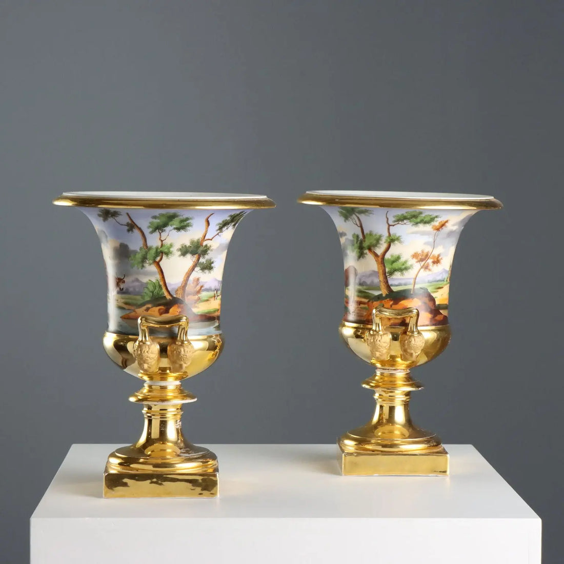 Antique Vases Painted and Decorated Porcelain France XIX Century
