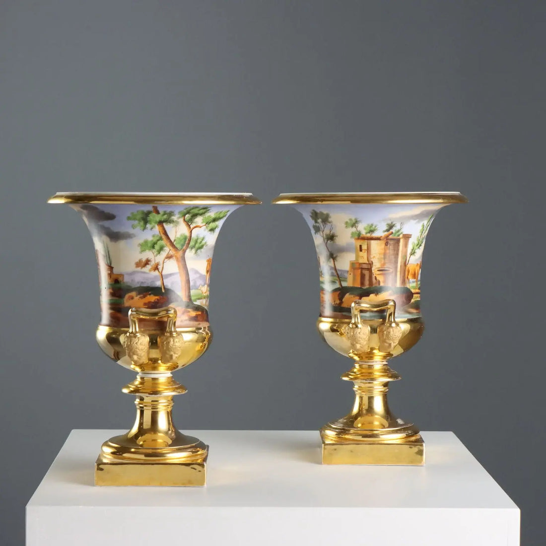 Antique Vases Painted and Decorated Porcelain France XIX Century