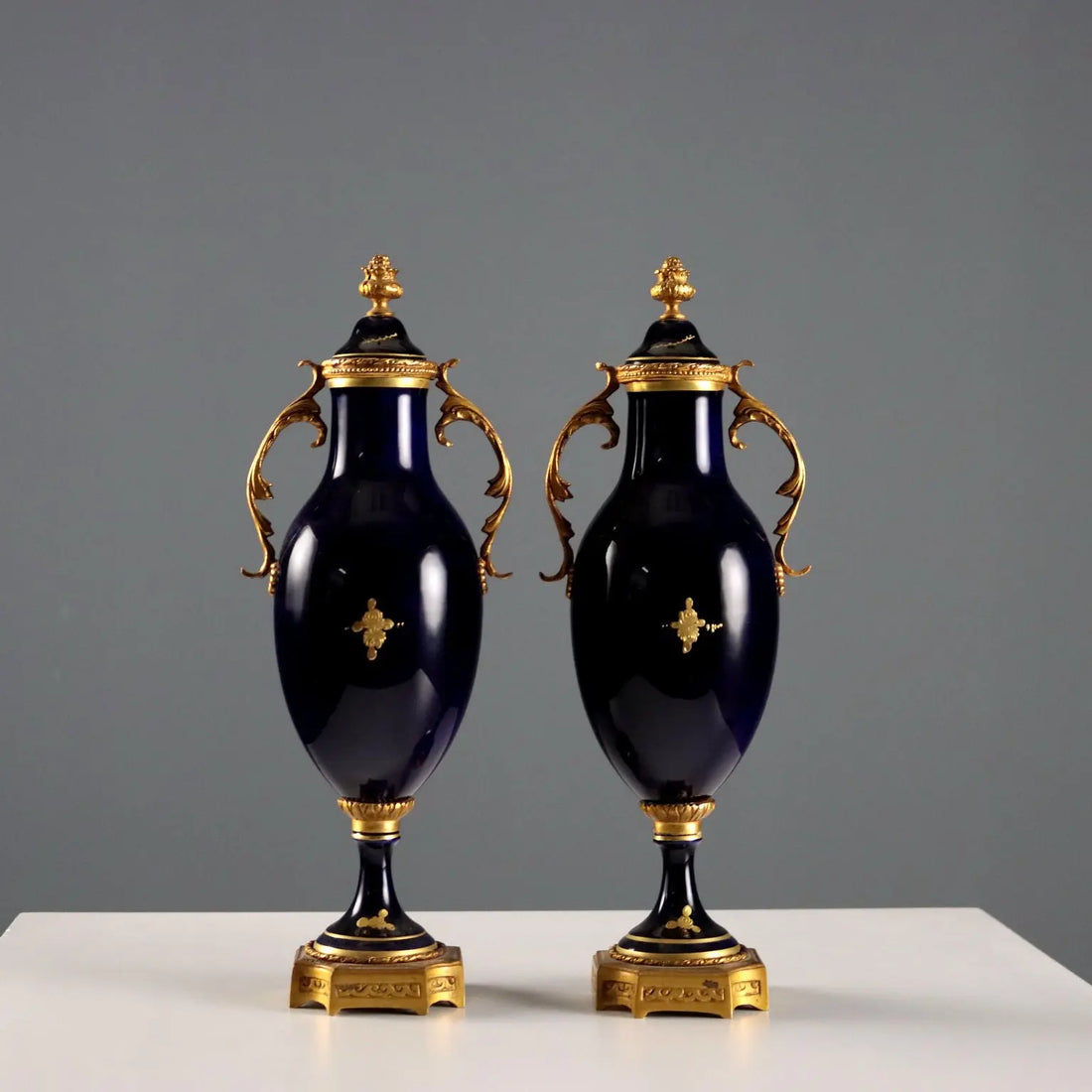 Antique Triptych Vases Porcelain Gilded Bronze France XX Century - France, Mid XX Century | Antiques | Ceramics Products