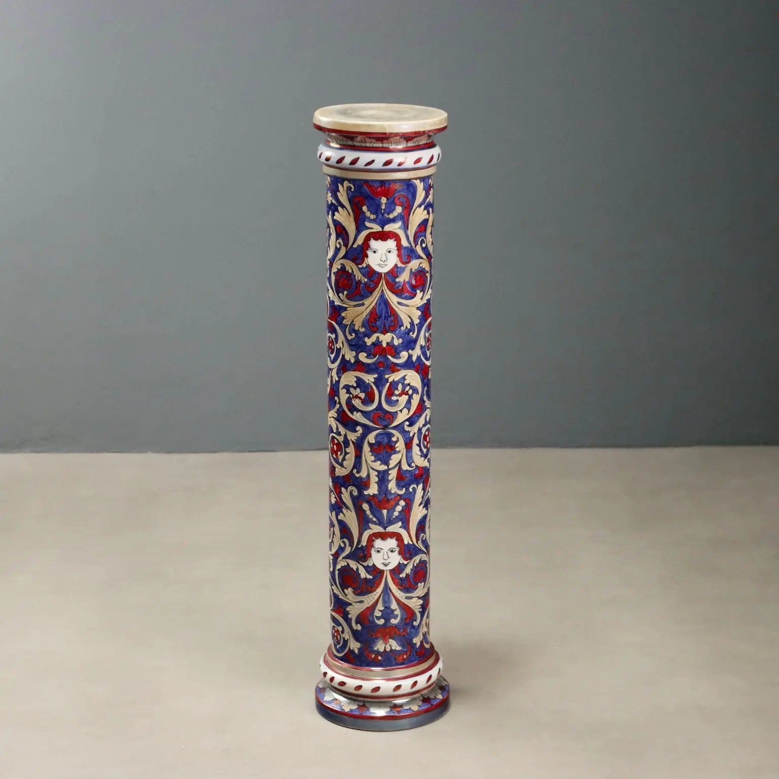 Antique Column Majolica I.C.A.P Gualdo Tadino 1930s-1940s