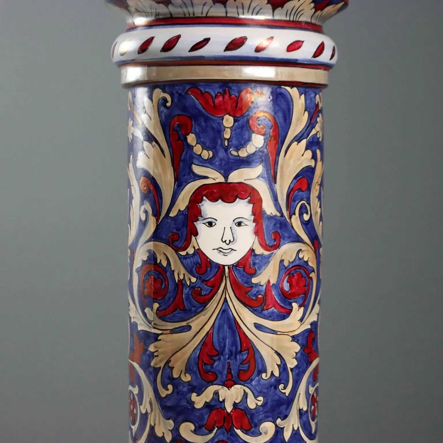 Antique Column Majolica I.C.A.P Gualdo Tadino 1930s-1940s