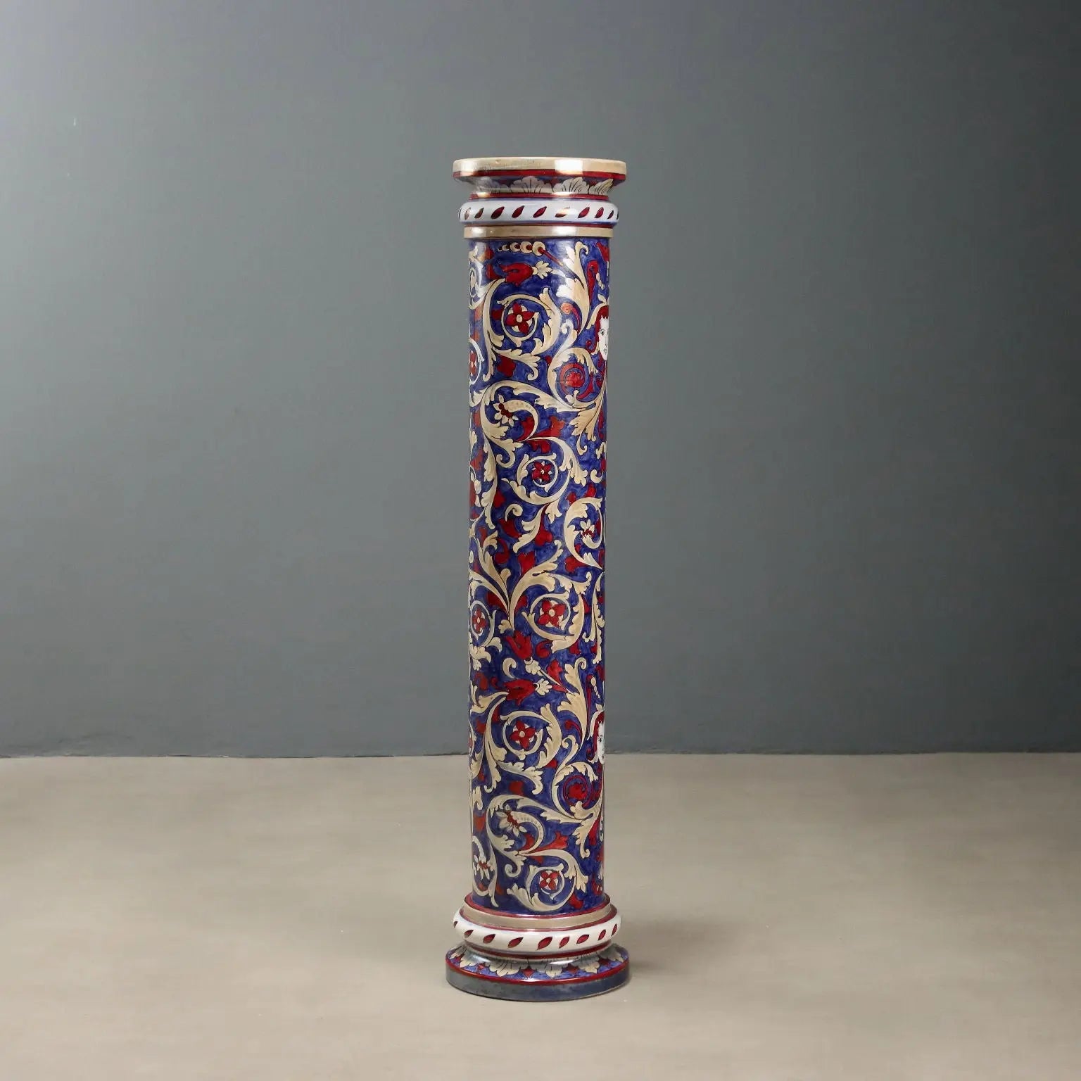 Antique Column Majolica I.C.A.P Gualdo Tadino 1930s-1940s