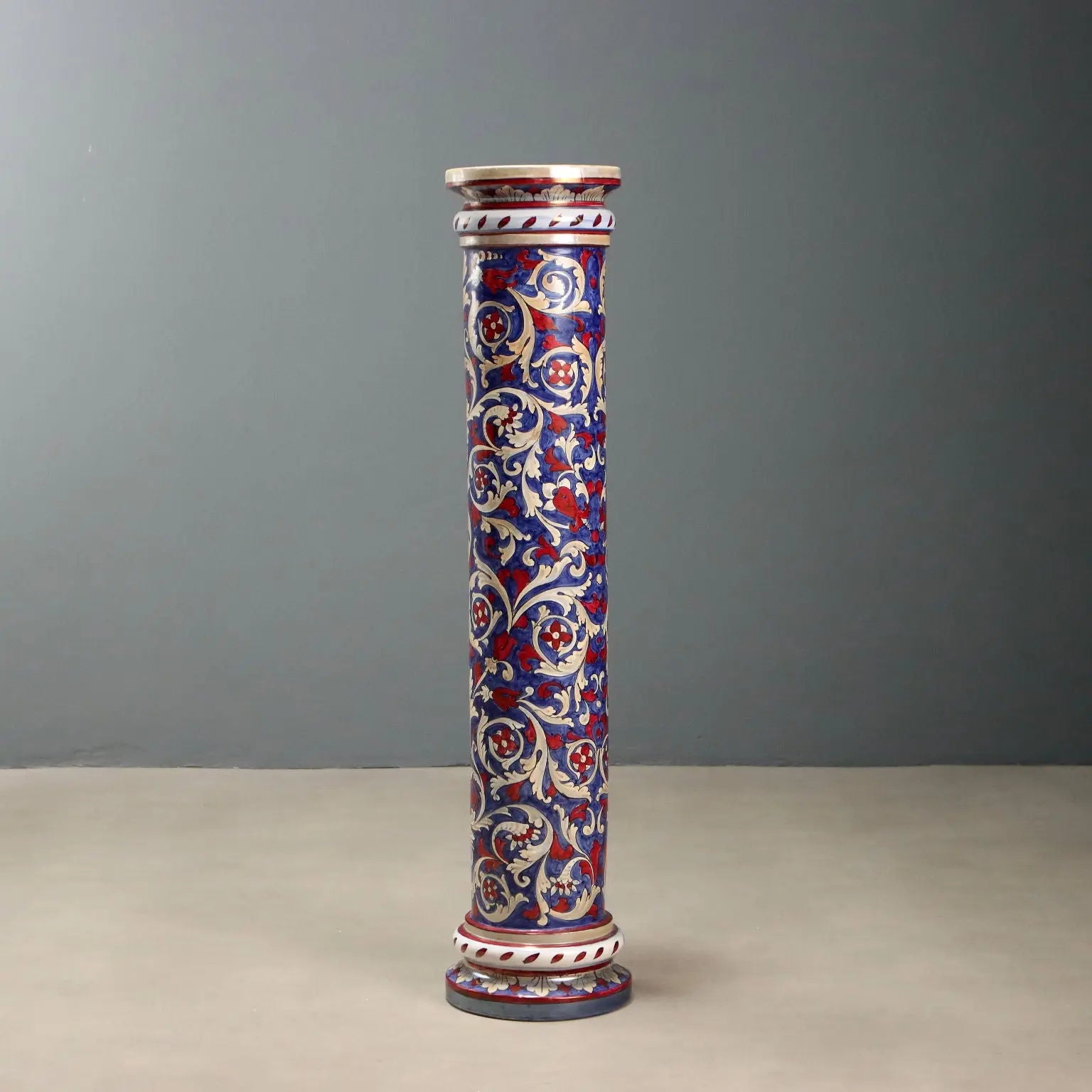 Antique Column Majolica I.C.A.P Gualdo Tadino 1930s-1940s