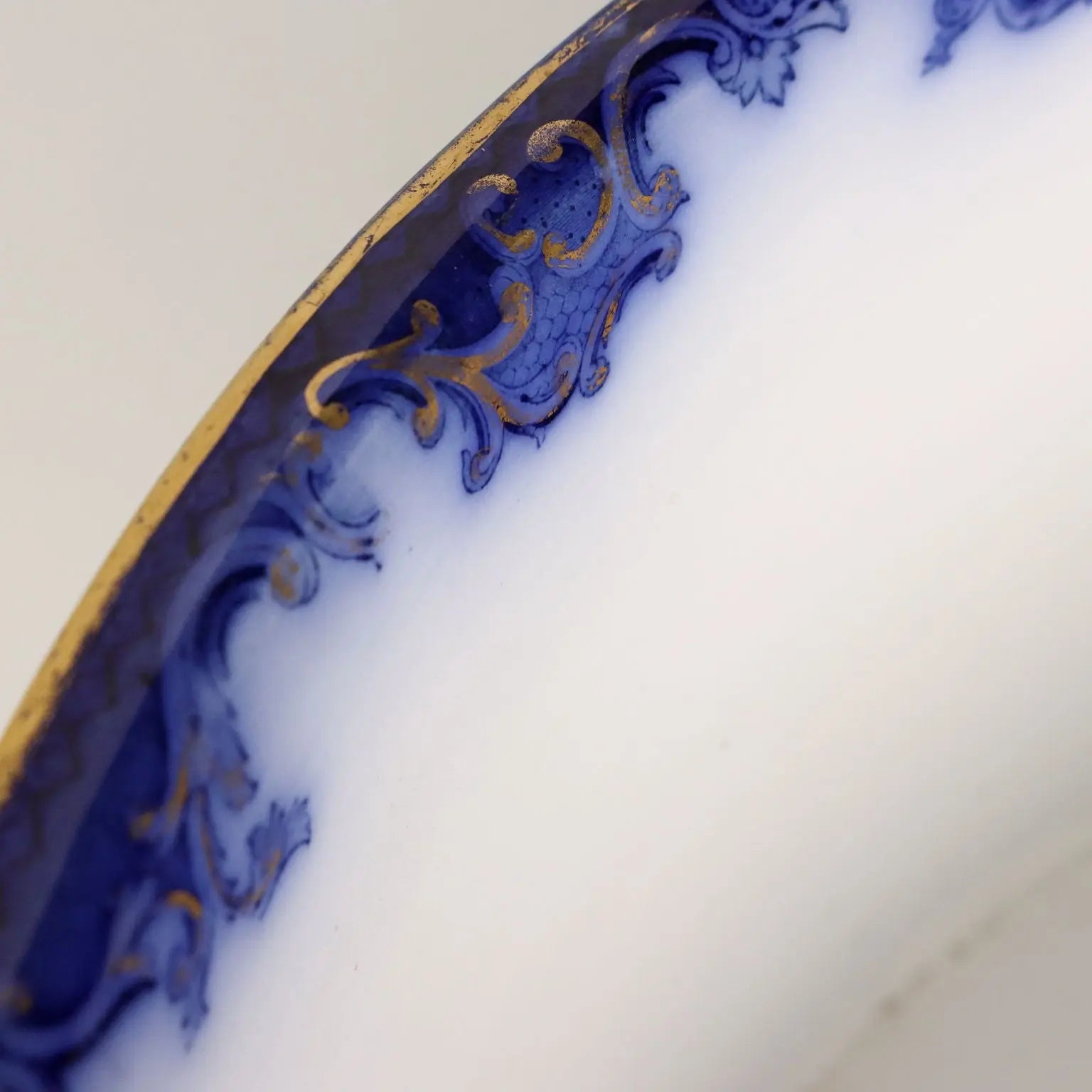 Antique Jug with Basin Flow Blue Porcelain England XIX Century