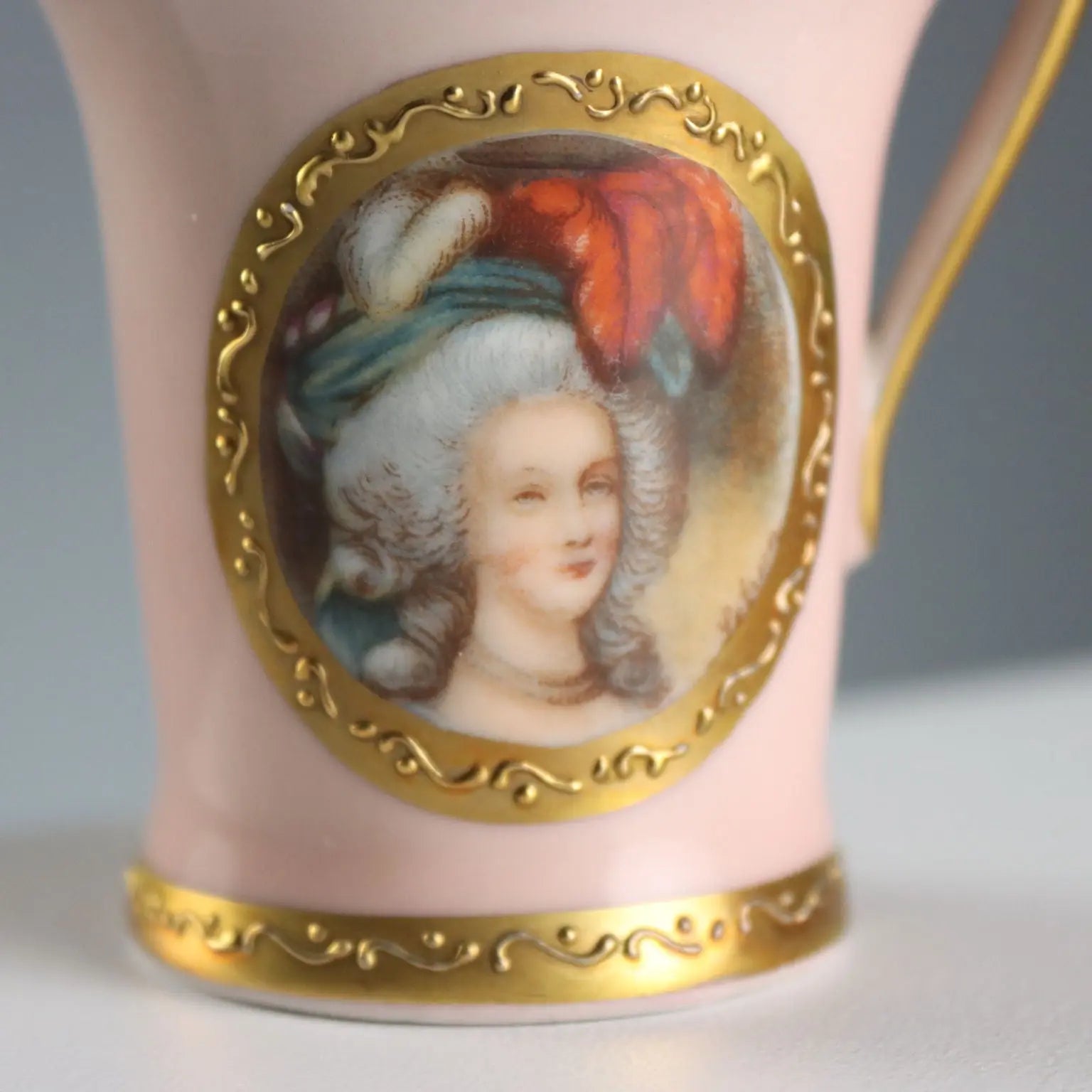 Antique Mugs Coloured Porcelain Limoges France XIX Century