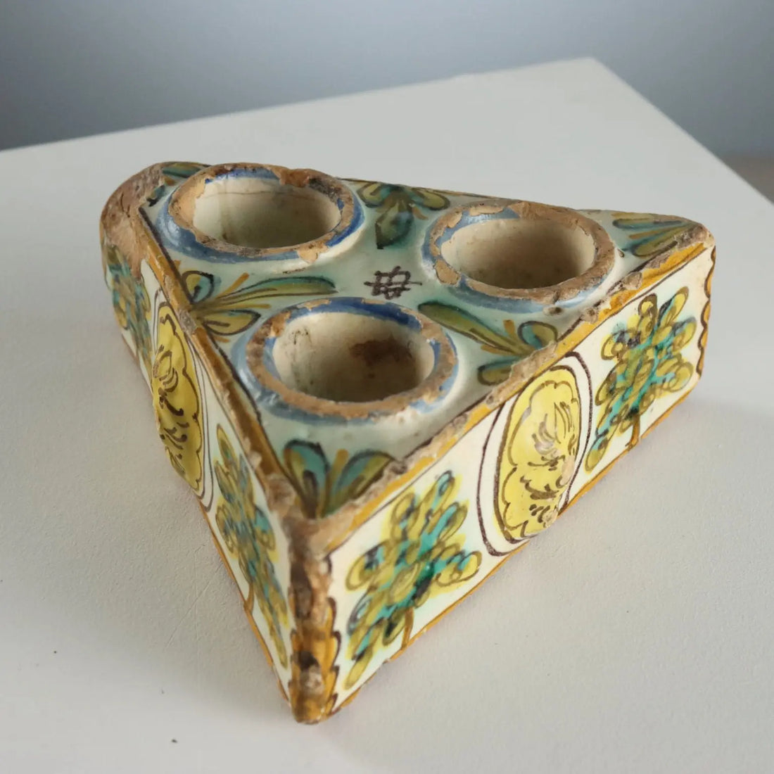 Antique Spice Box Coloured Majolica Spain Late XVIII Century
