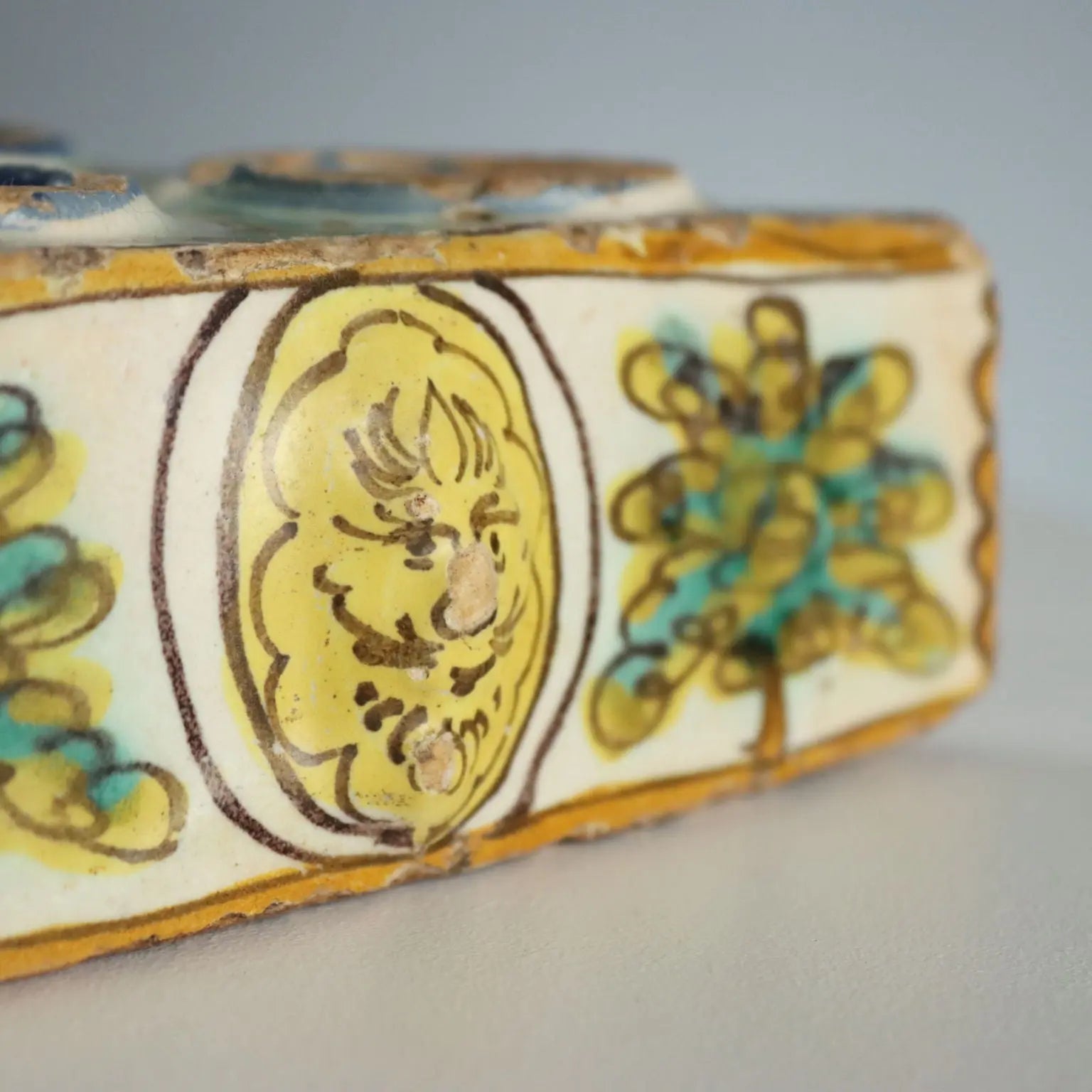 Antique Spice Box Coloured Majolica Spain Late XVIII Century