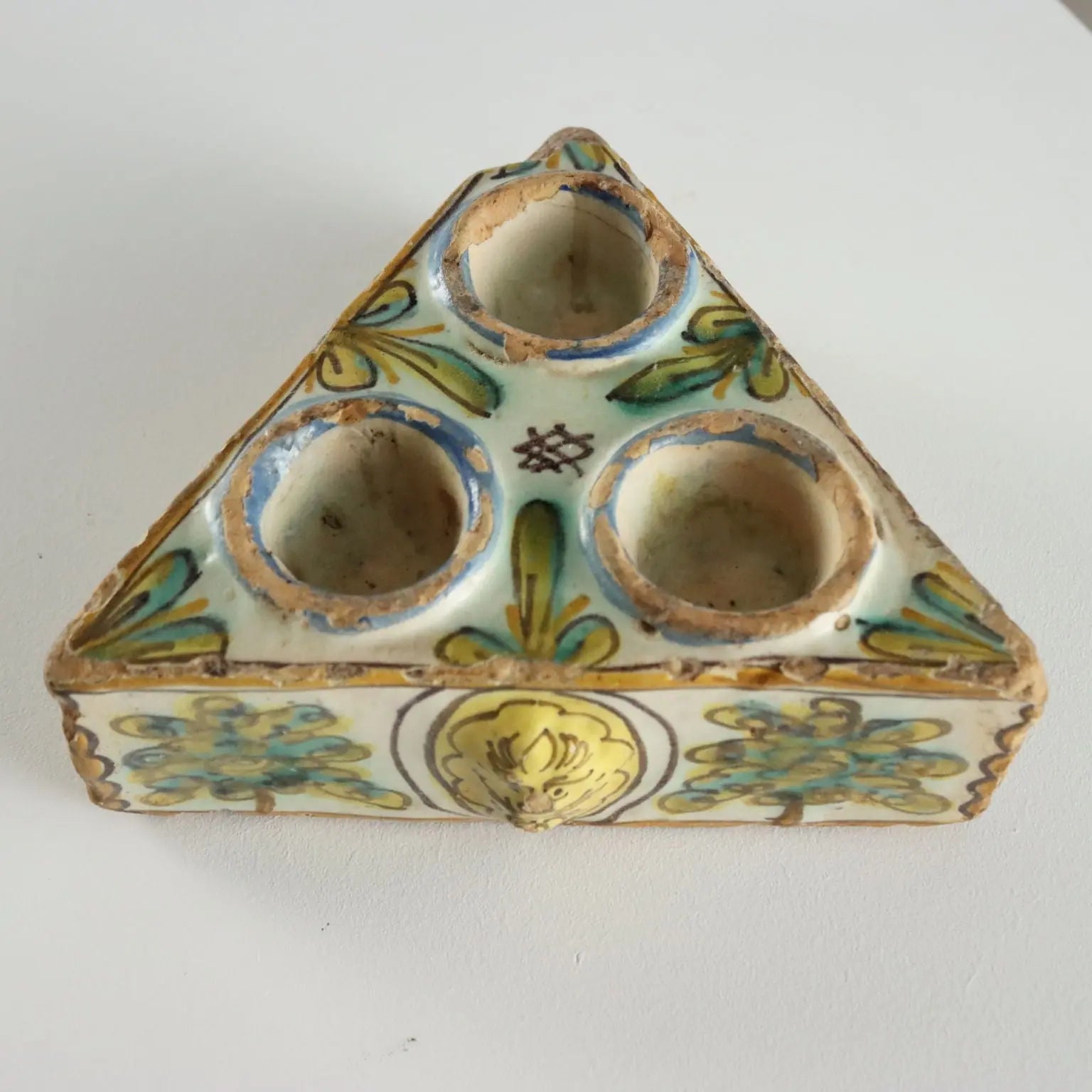 Antique Spice Box Coloured Majolica Spain Late XVIII Century