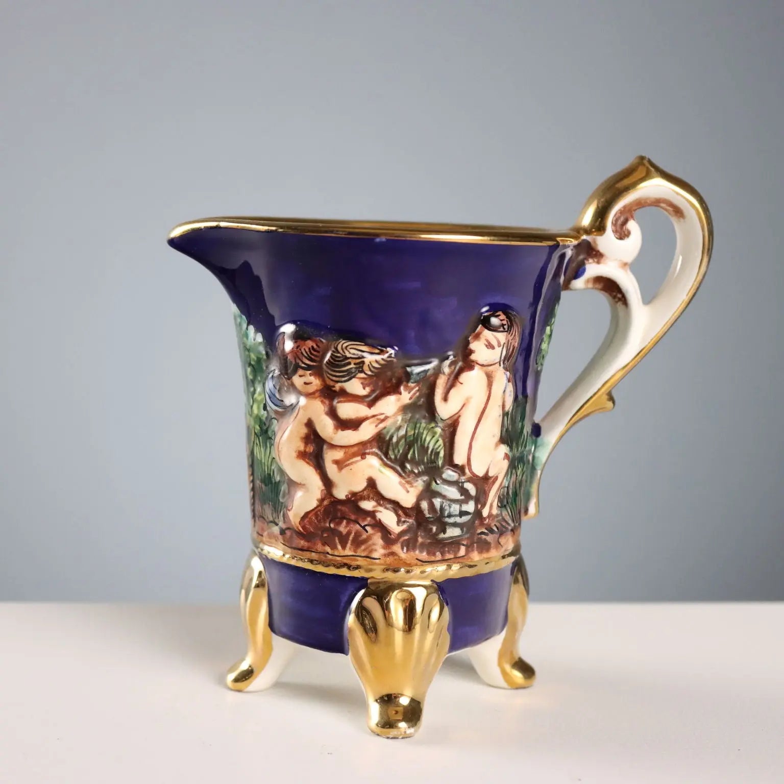 Vintage Coffee Set G.V. R. Capodimonte Ceramic Italy XX Century