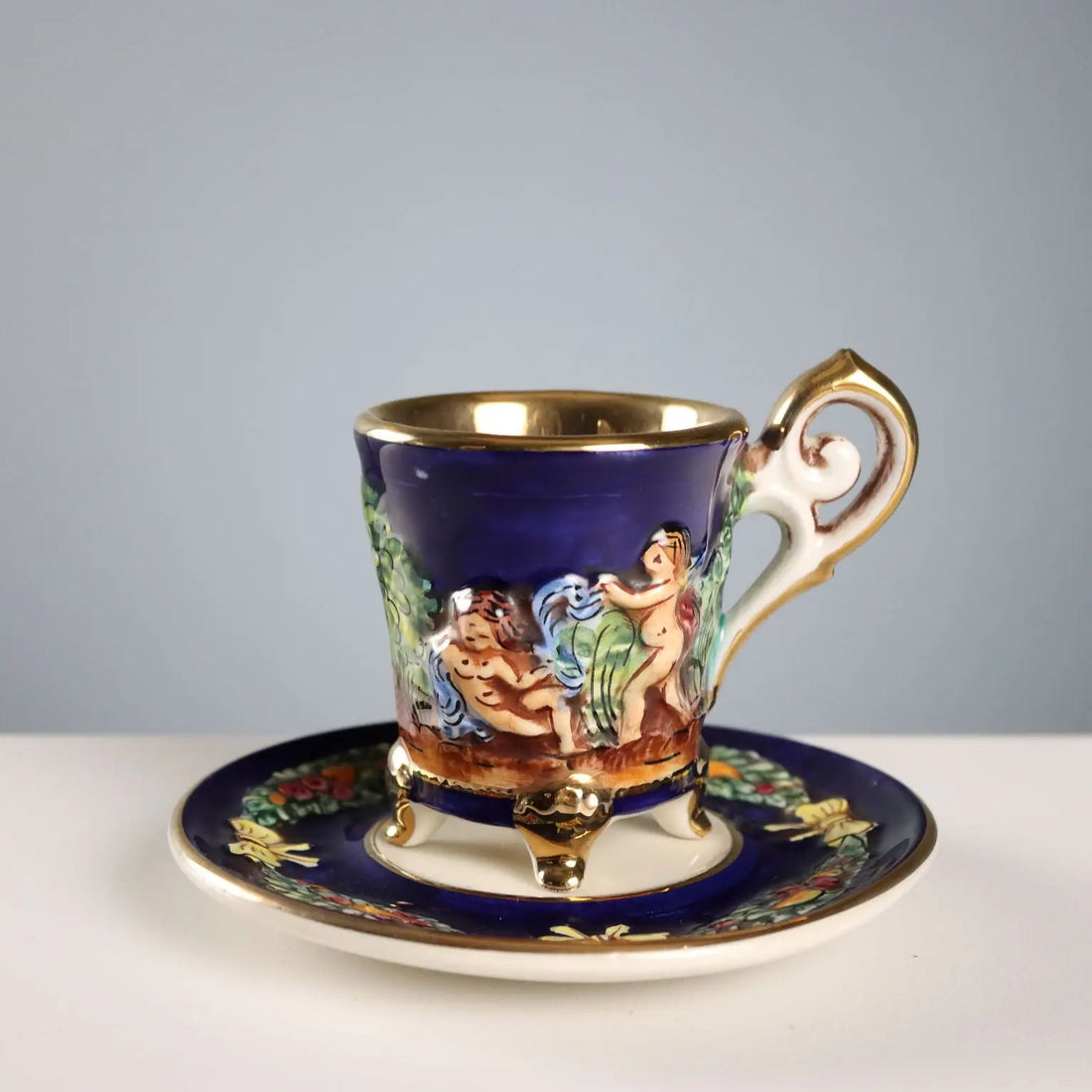 Vintage Coffee Set G.V. R. Capodimonte Ceramic Italy XX Century