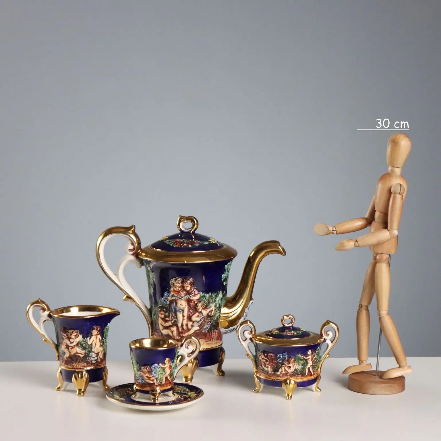 Vintage Coffee Set G.V. R. Capodimonte Ceramic Italy XX Century