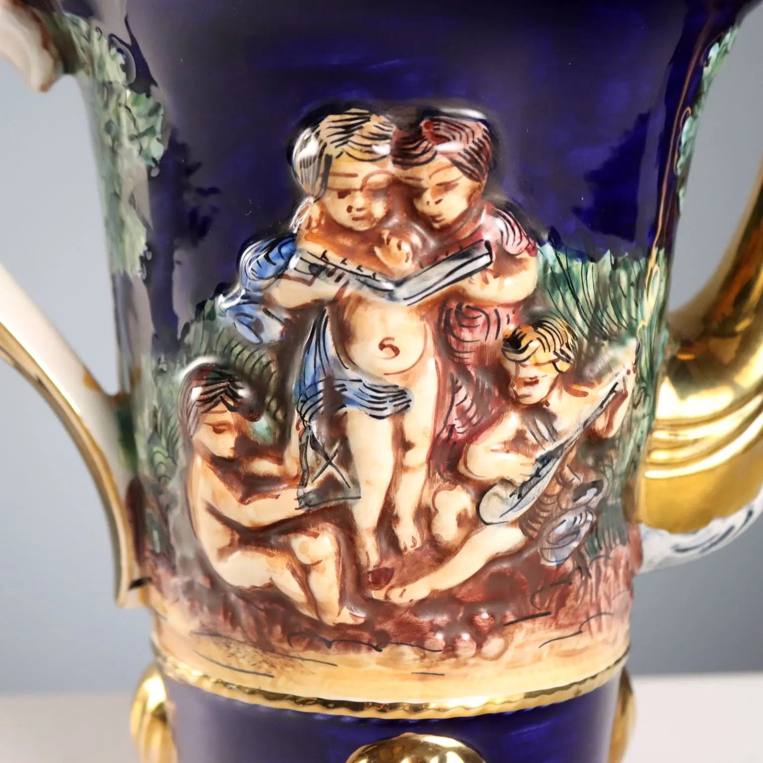 Vintage Coffee Set G.V. R. Capodimonte Ceramic Italy XX Century