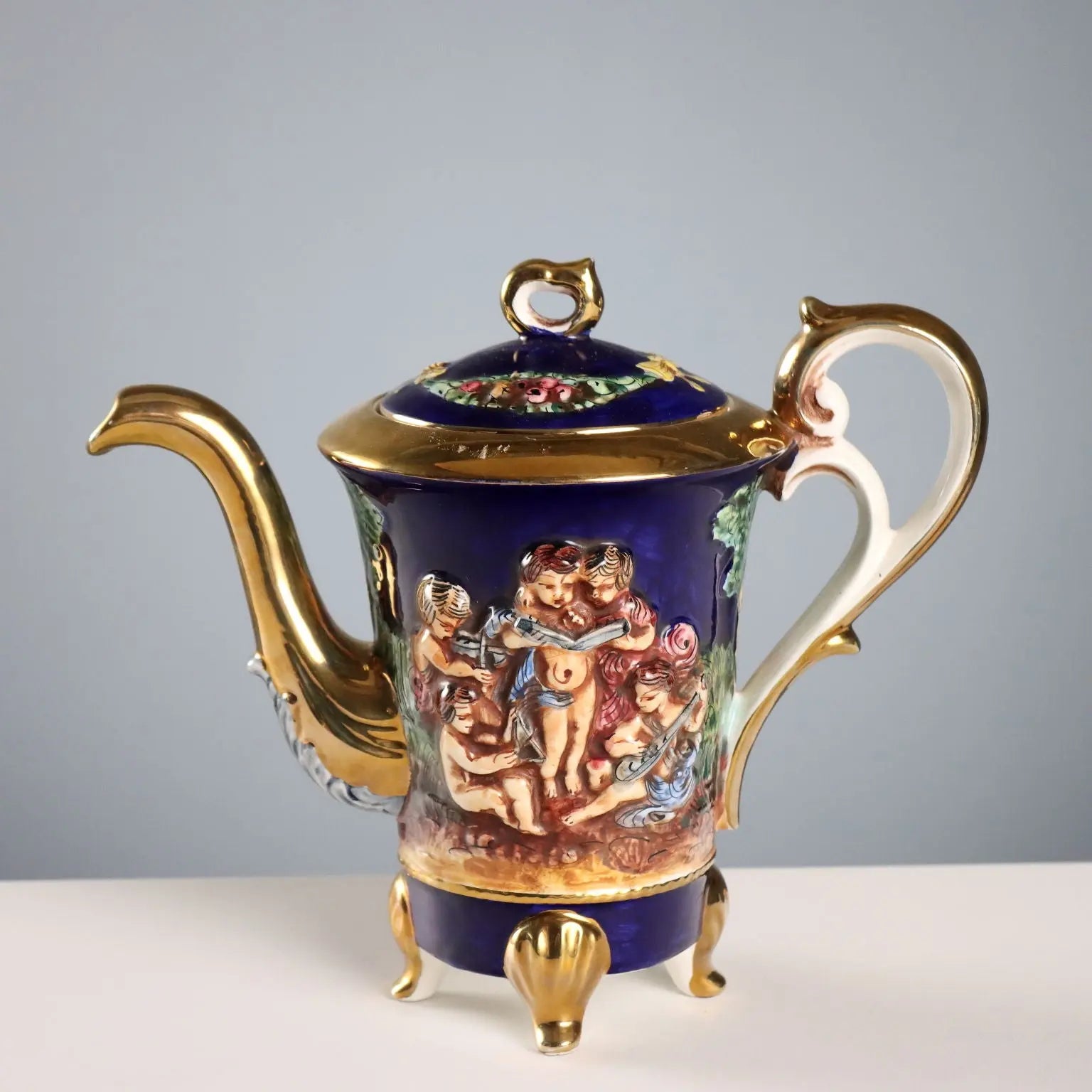 Vintage Coffee Set G.V. R. Capodimonte Ceramic Italy XX Century