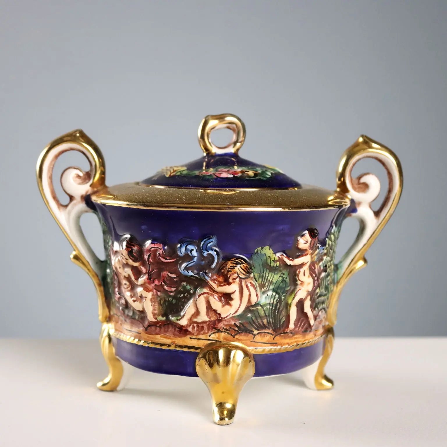 Vintage Coffee Set G.V. R. Capodimonte Ceramic Italy XX Century