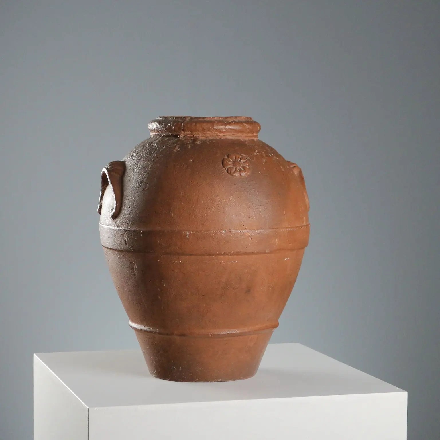 Antique Oil Jar Terracotta Decorations Italy XX Century