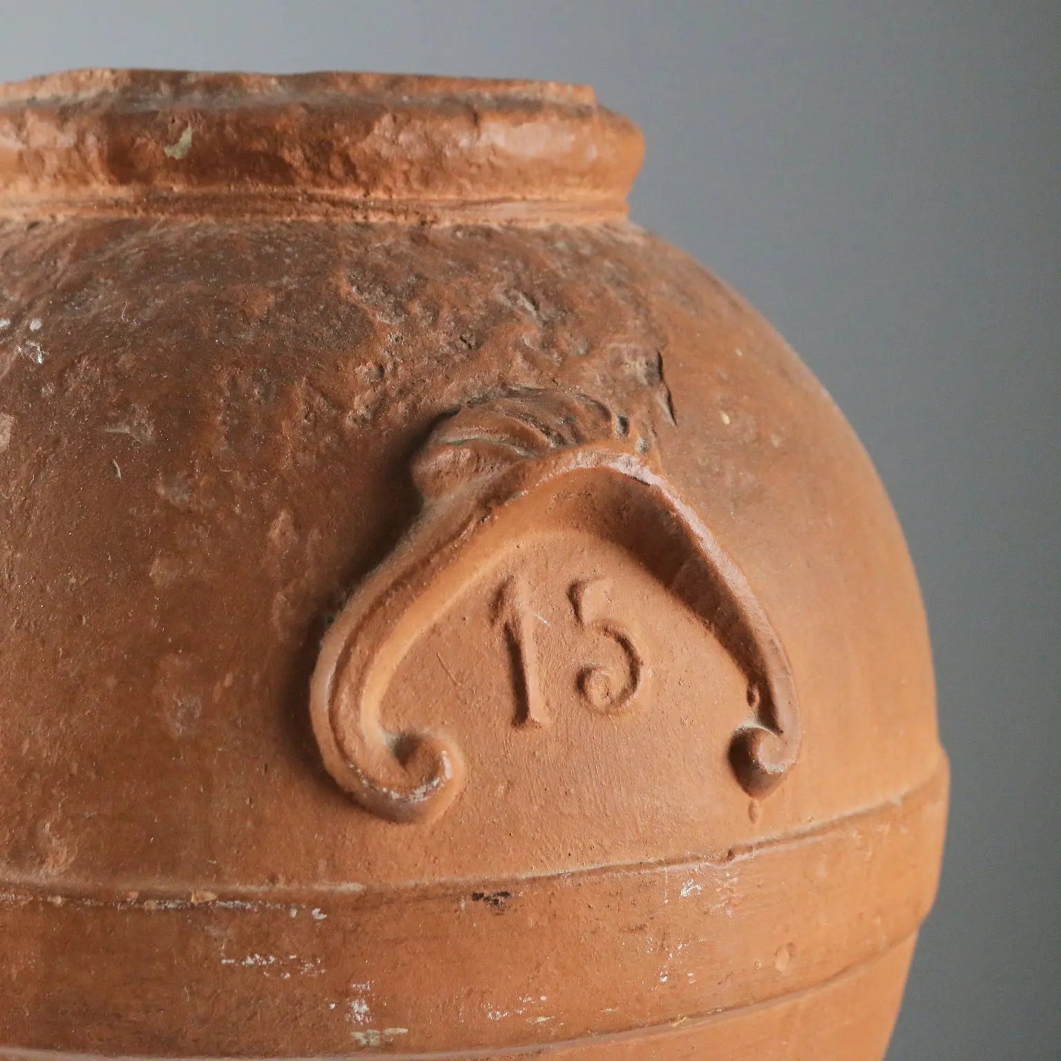 Antique Oil Jar Terracotta Decorations Italy XX Century