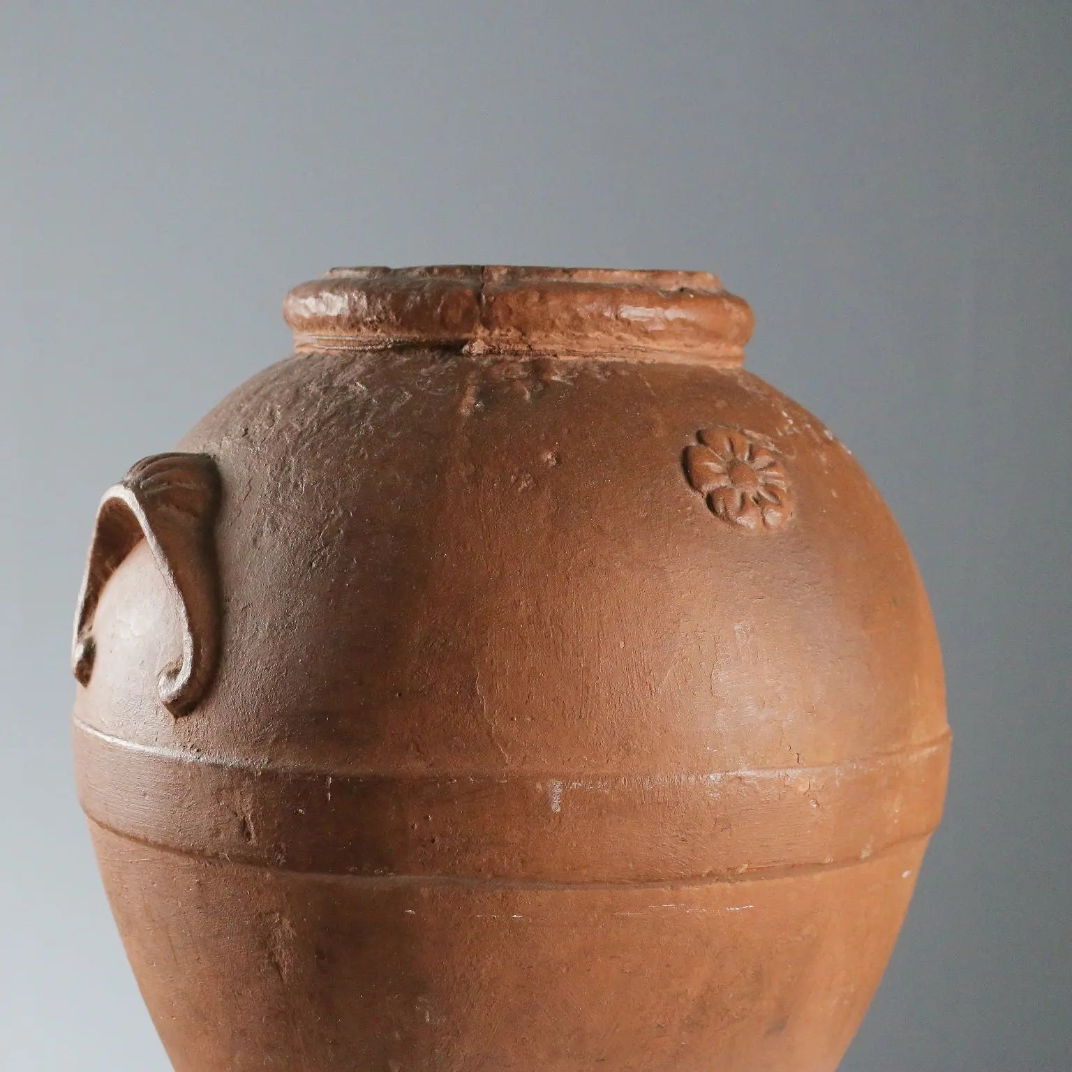 Antique Oil Jar Terracotta Decorations Italy XX Century