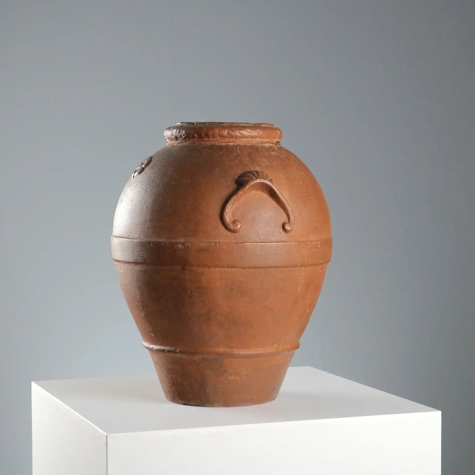 Antique Oil Jar Terracotta Decorations Italy XX Century