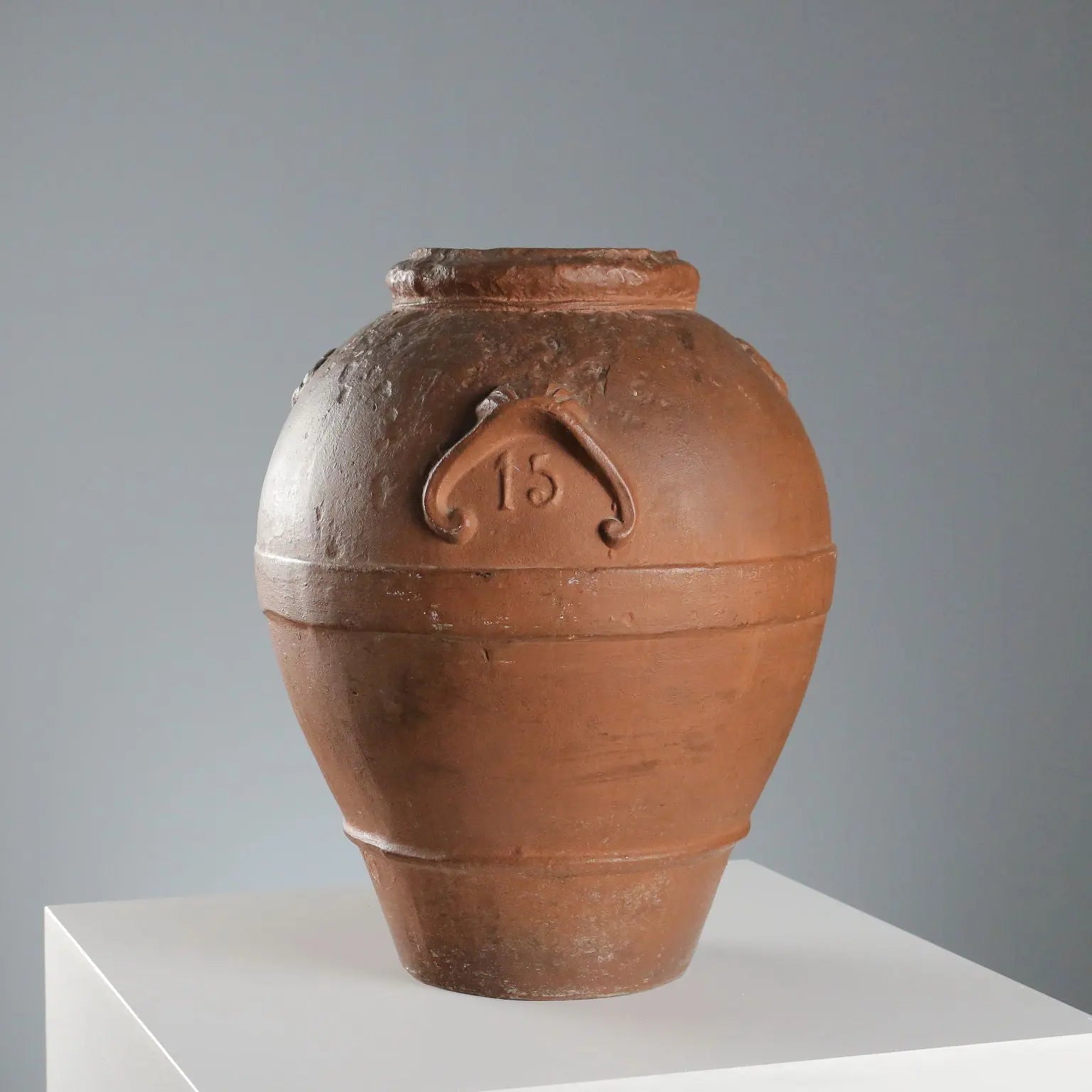 Antique Oil Jar Terracotta Decorations Italy XX Century