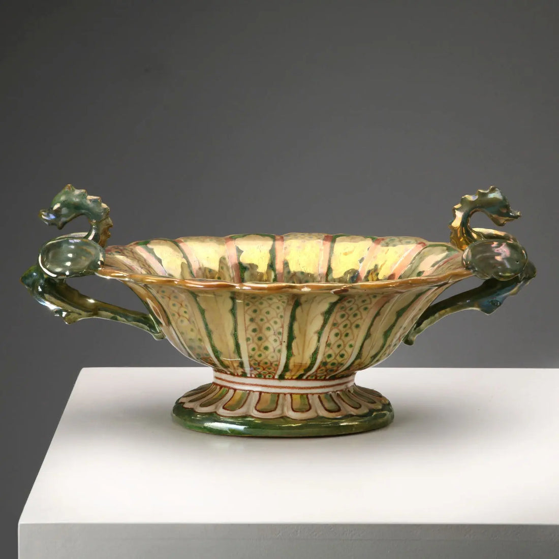 Vintage Centerpiece Majolica Gualdo Tadino Italy 1930s