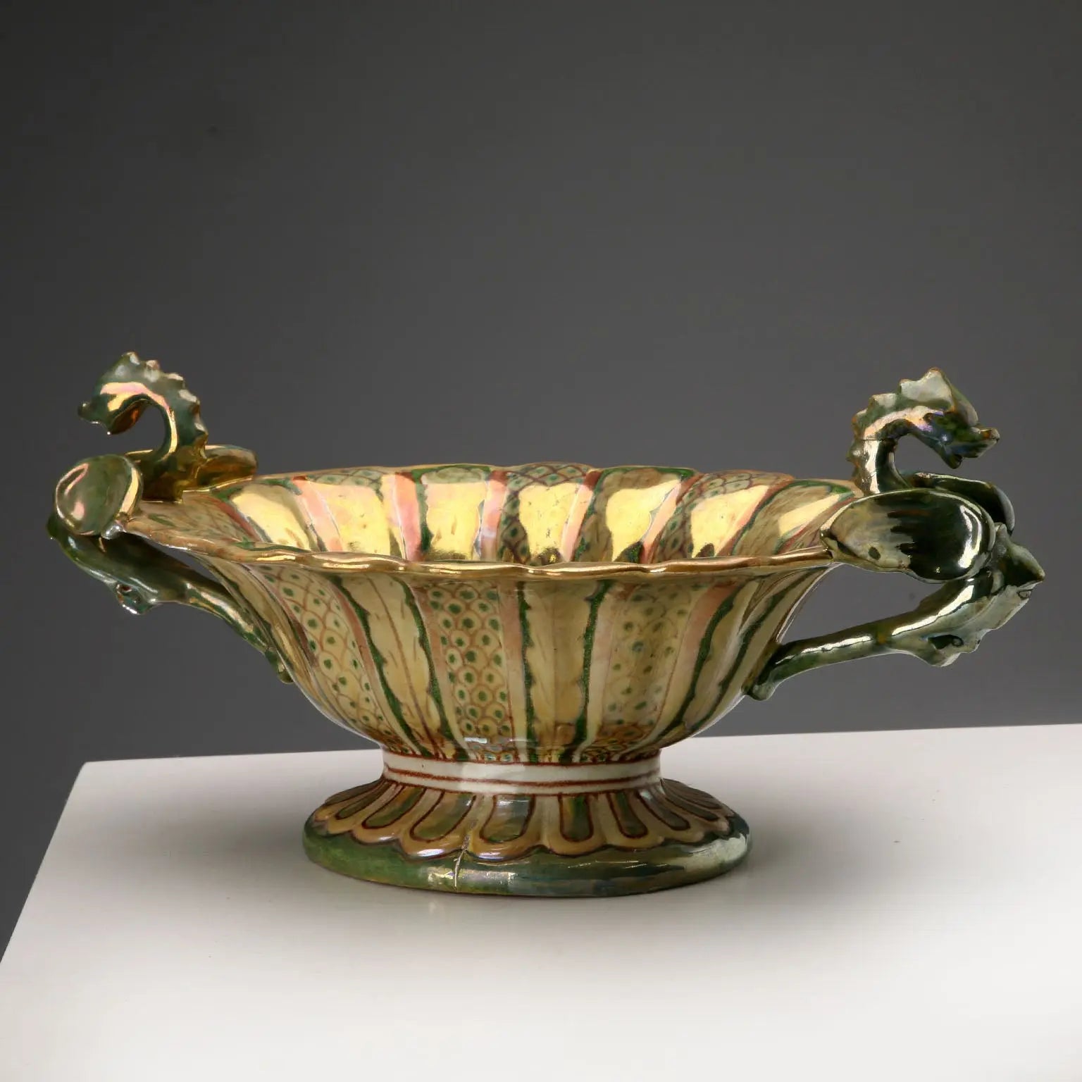 Vintage Centerpiece Majolica Gualdo Tadino Italy 1930s