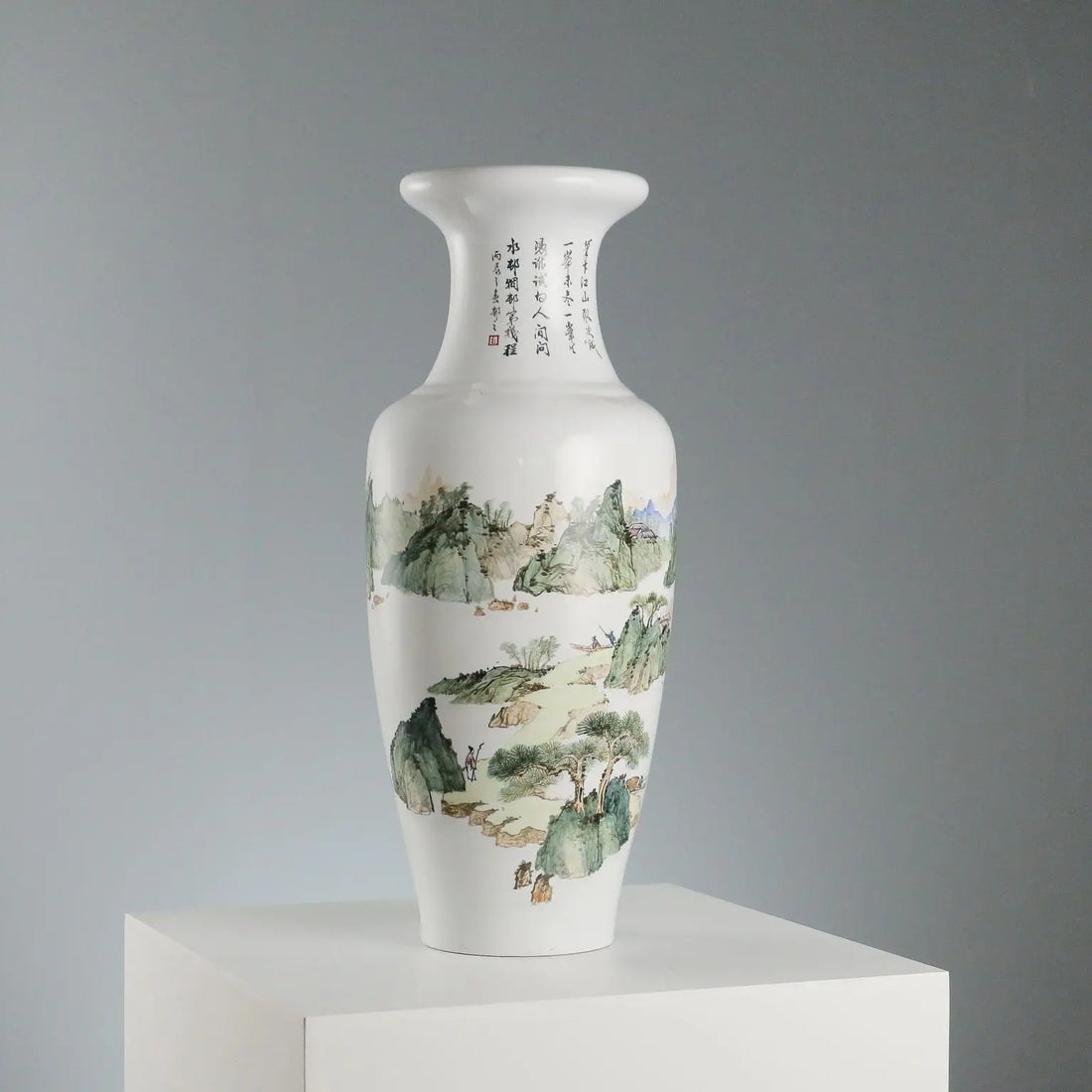 Antique Vase Porcelain Decorations Landscape China XX Century