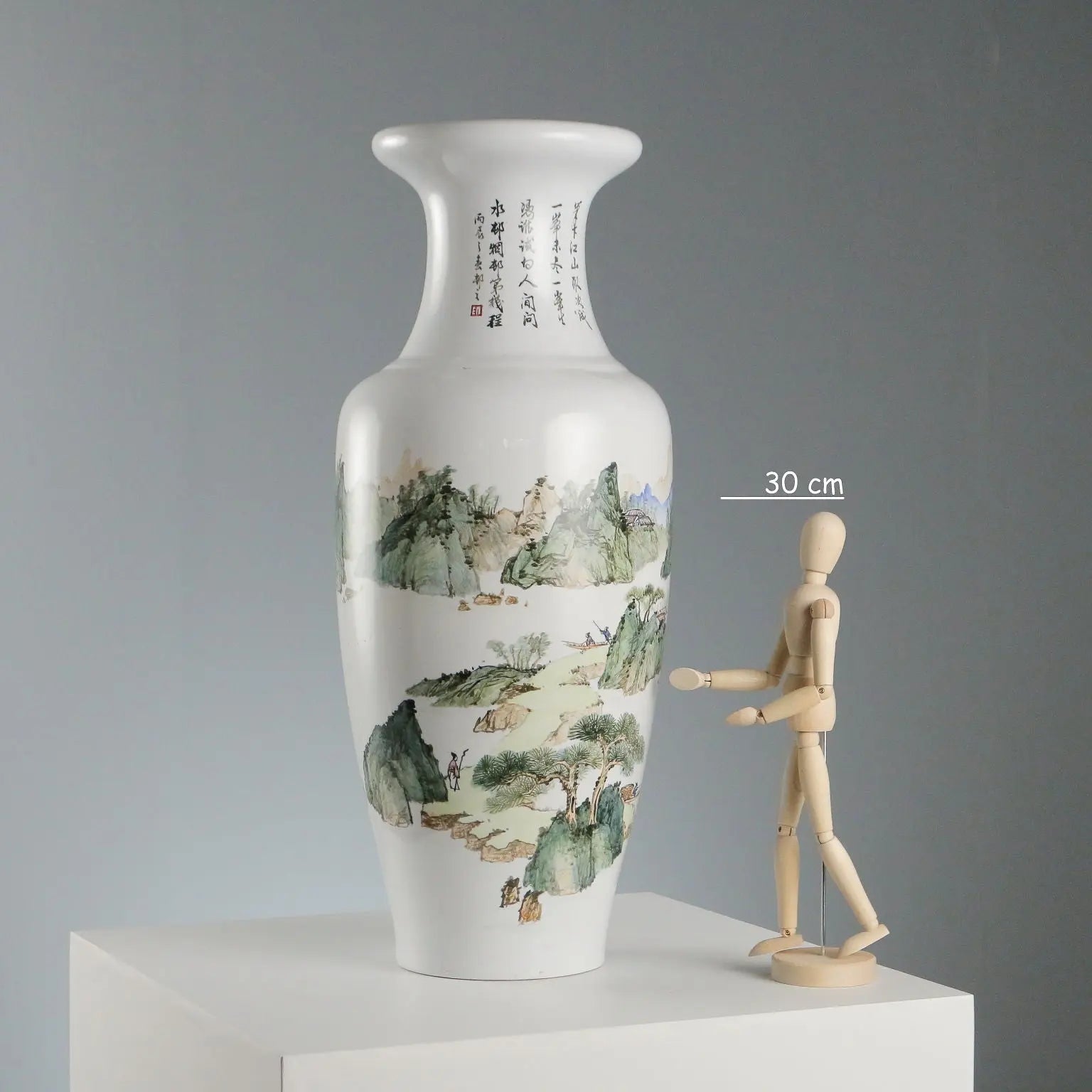 Antique Vase Porcelain Decorations Landscape China XX Century