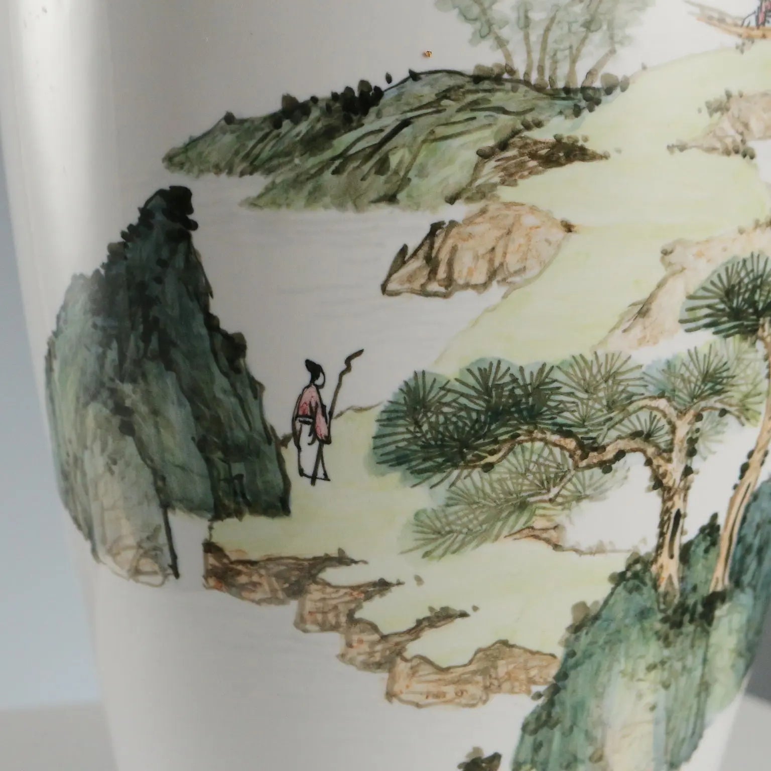 Antique Vase Porcelain Decorations Landscape China XX Century