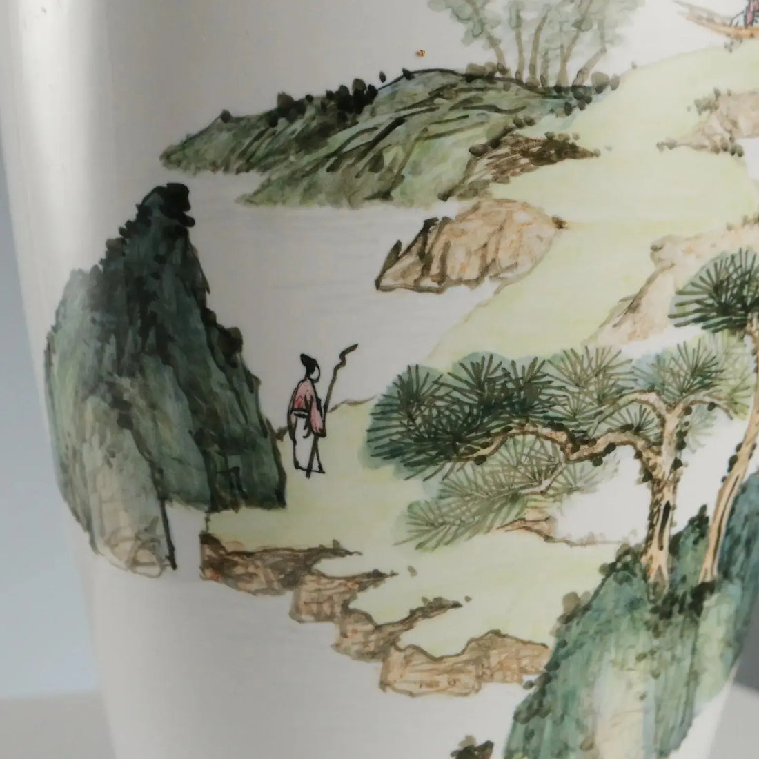 Antique Vase Porcelain Decorations Landscape China XX Century